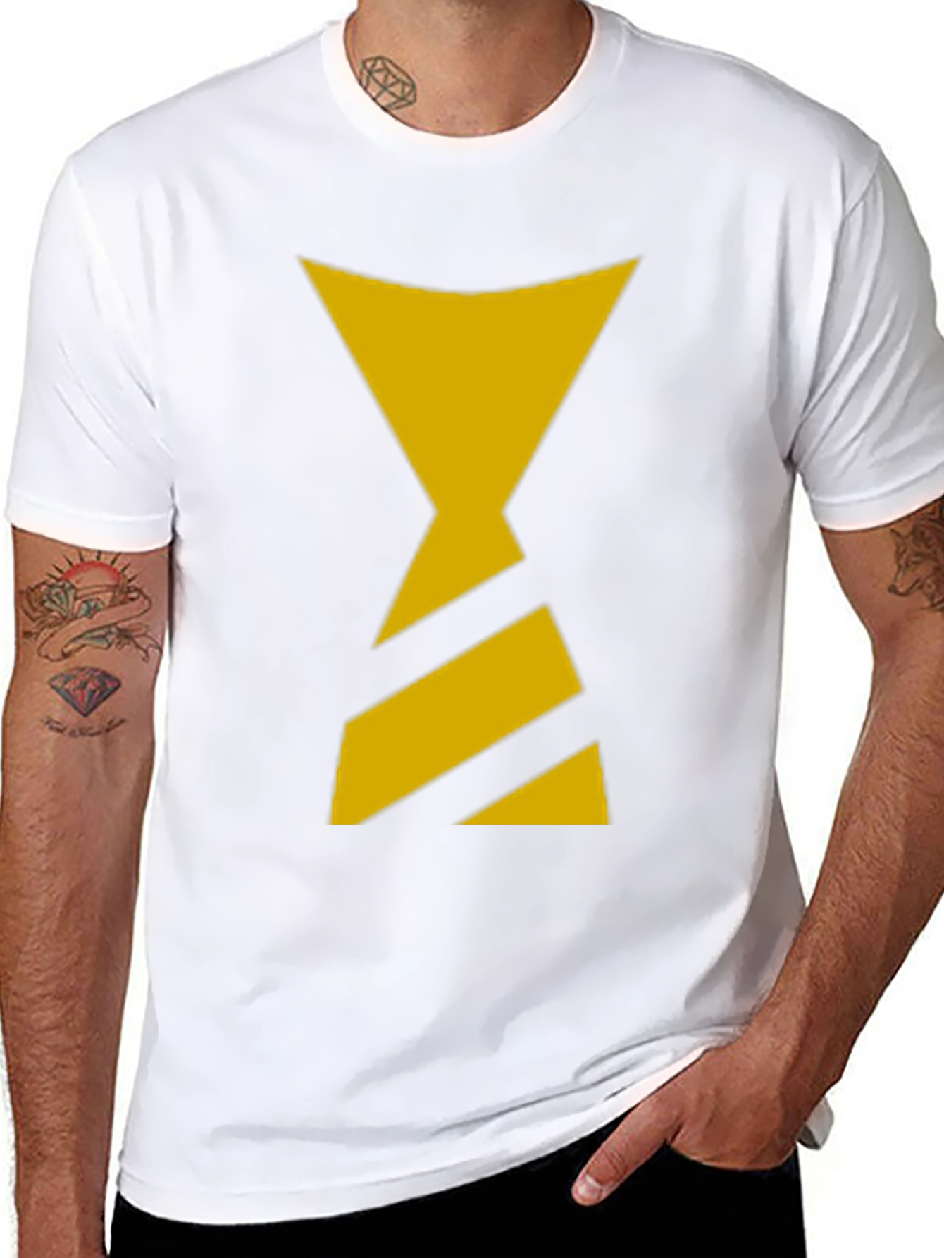 Black T-Shirt with Yellow Hourglass Design