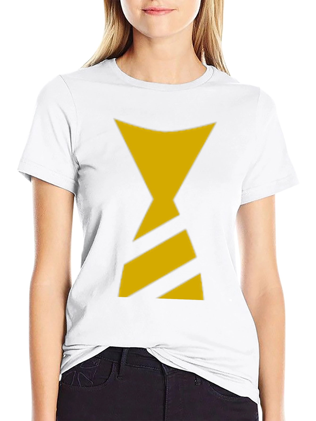 Black T-Shirt with Yellow Hourglass Design