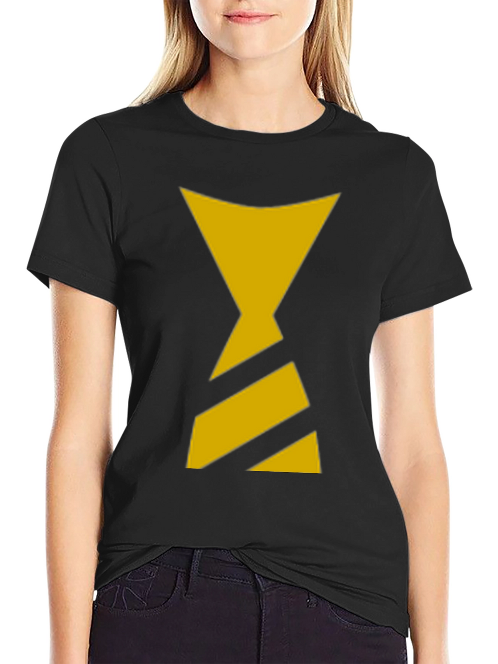 Black T-Shirt with Yellow Hourglass Design