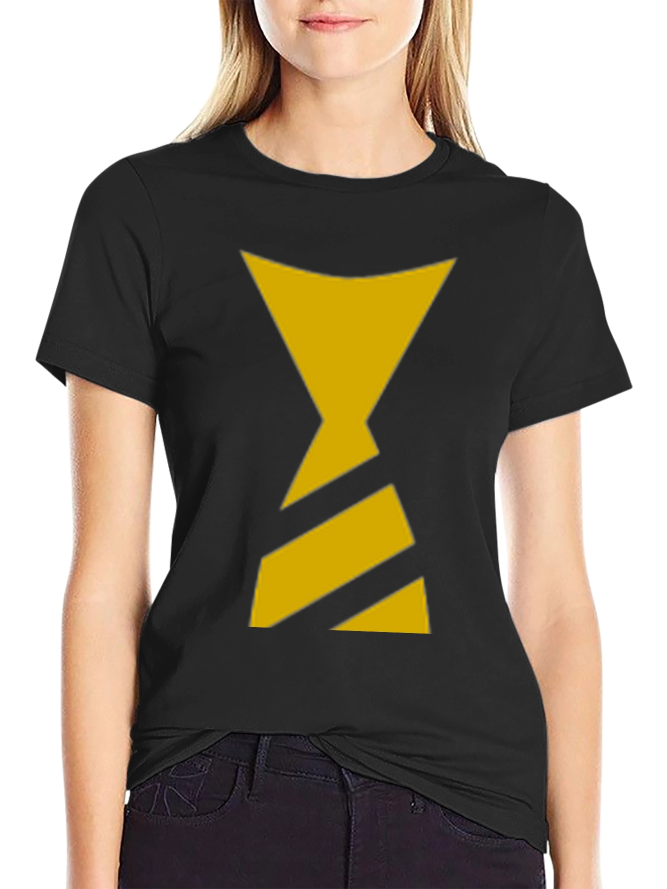 Black T-Shirt with Yellow Hourglass Design