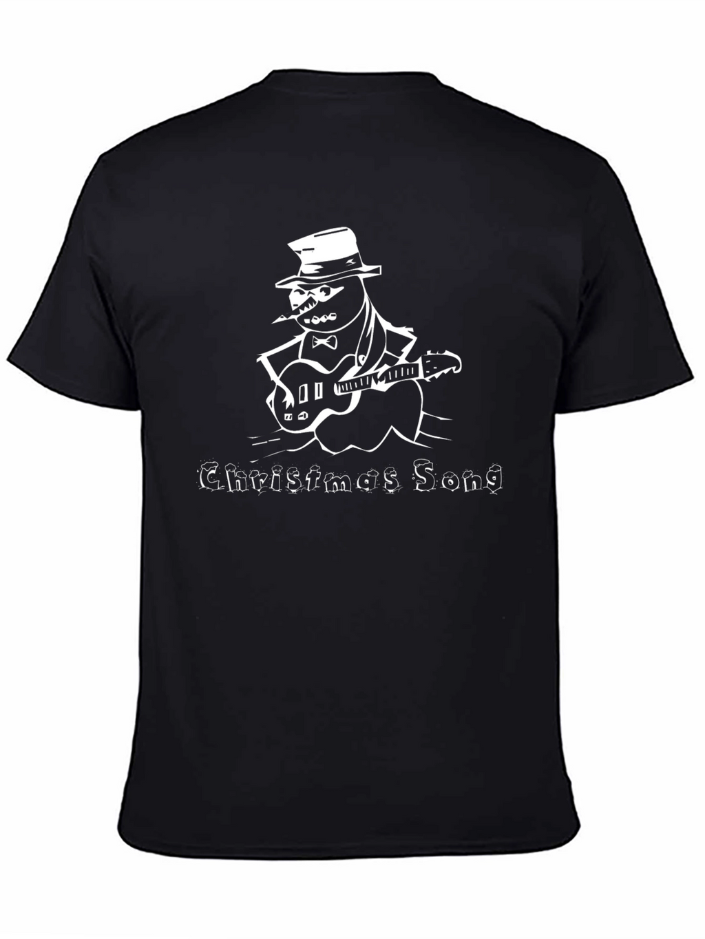 Christmas Song Guitar Snowman Black T-Shirt