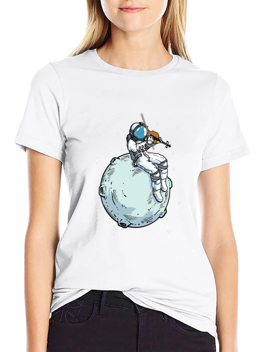 Astronaut Violinist T-Shirt - Space Musician Tee