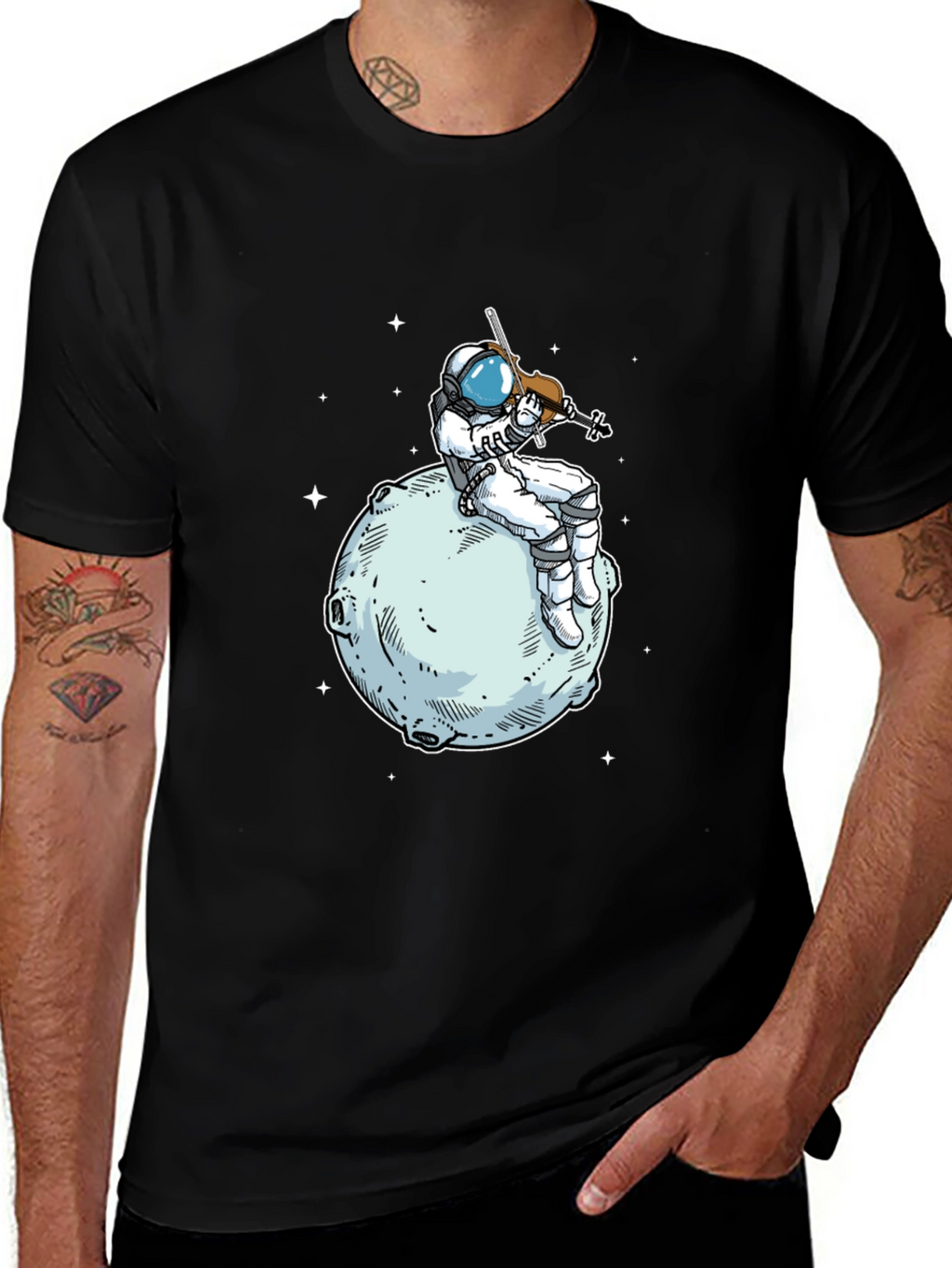 Astronaut Violinist T-Shirt - Space Musician Tee