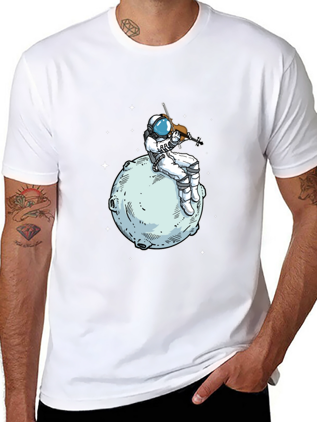 Astronaut Violinist T-Shirt - Space Musician Tee