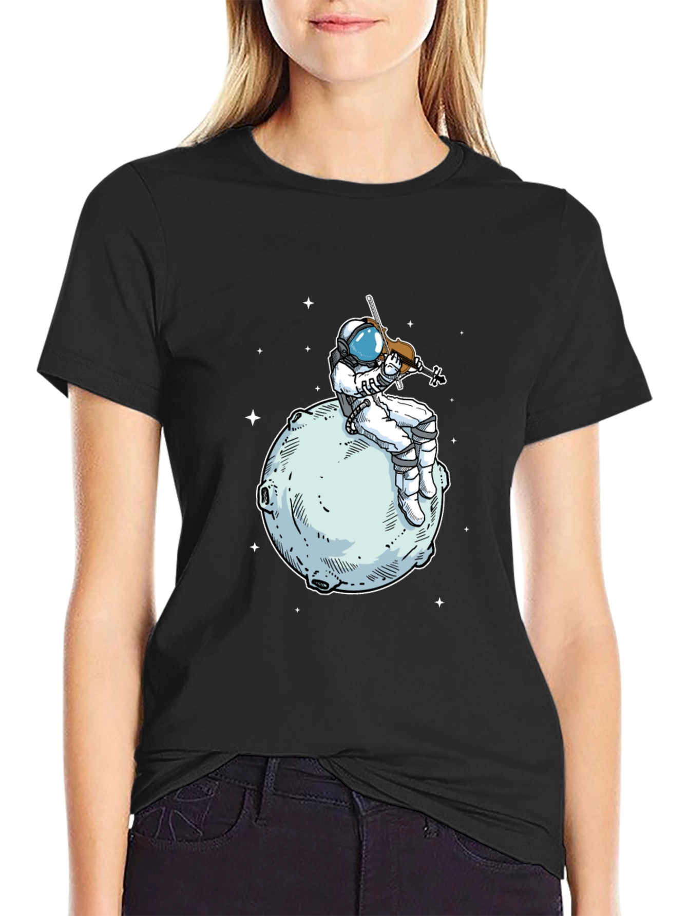 Astronaut Violinist T-Shirt - Space Musician Tee