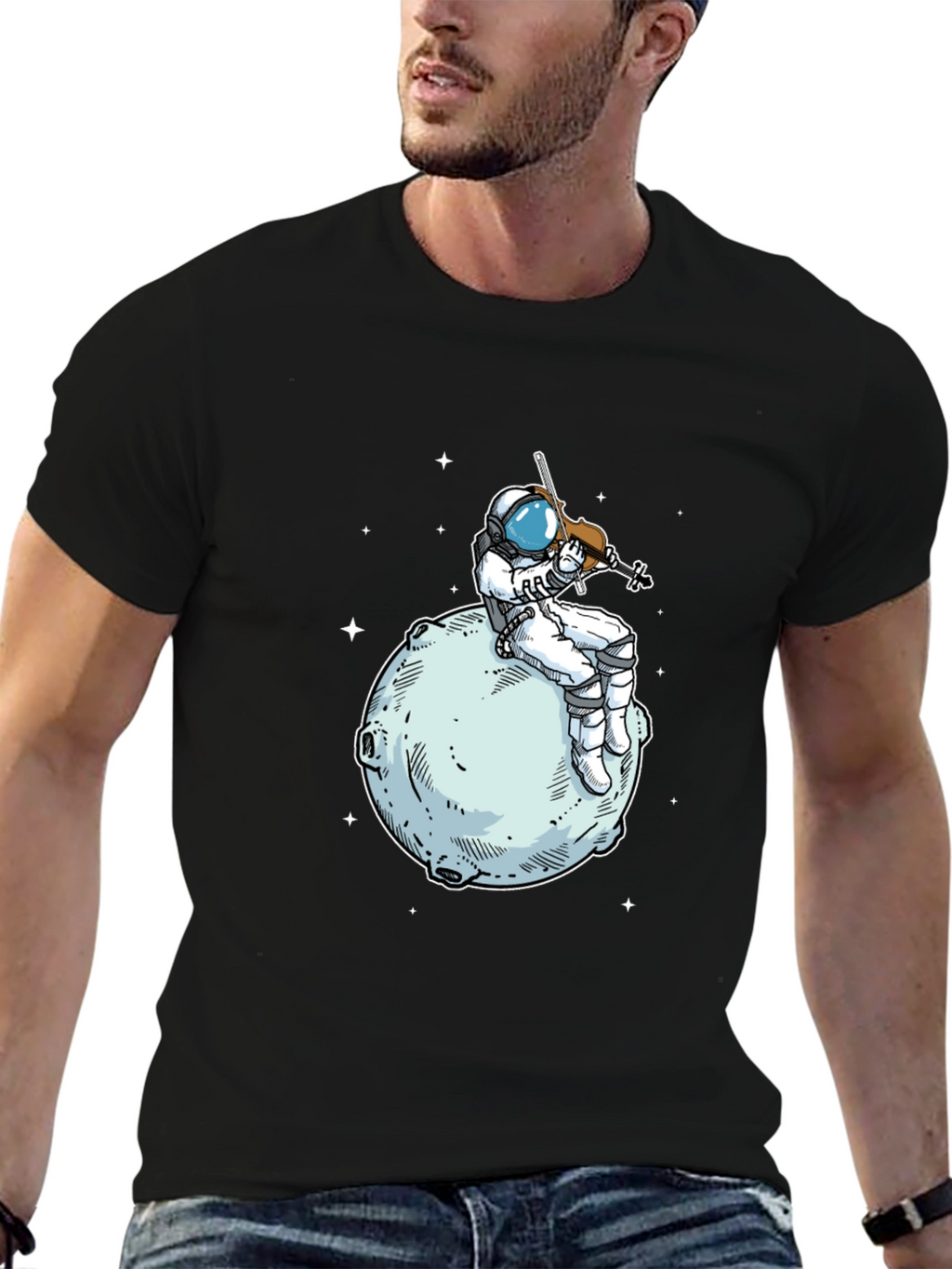Astronaut Violinist T-Shirt - Space Musician Tee