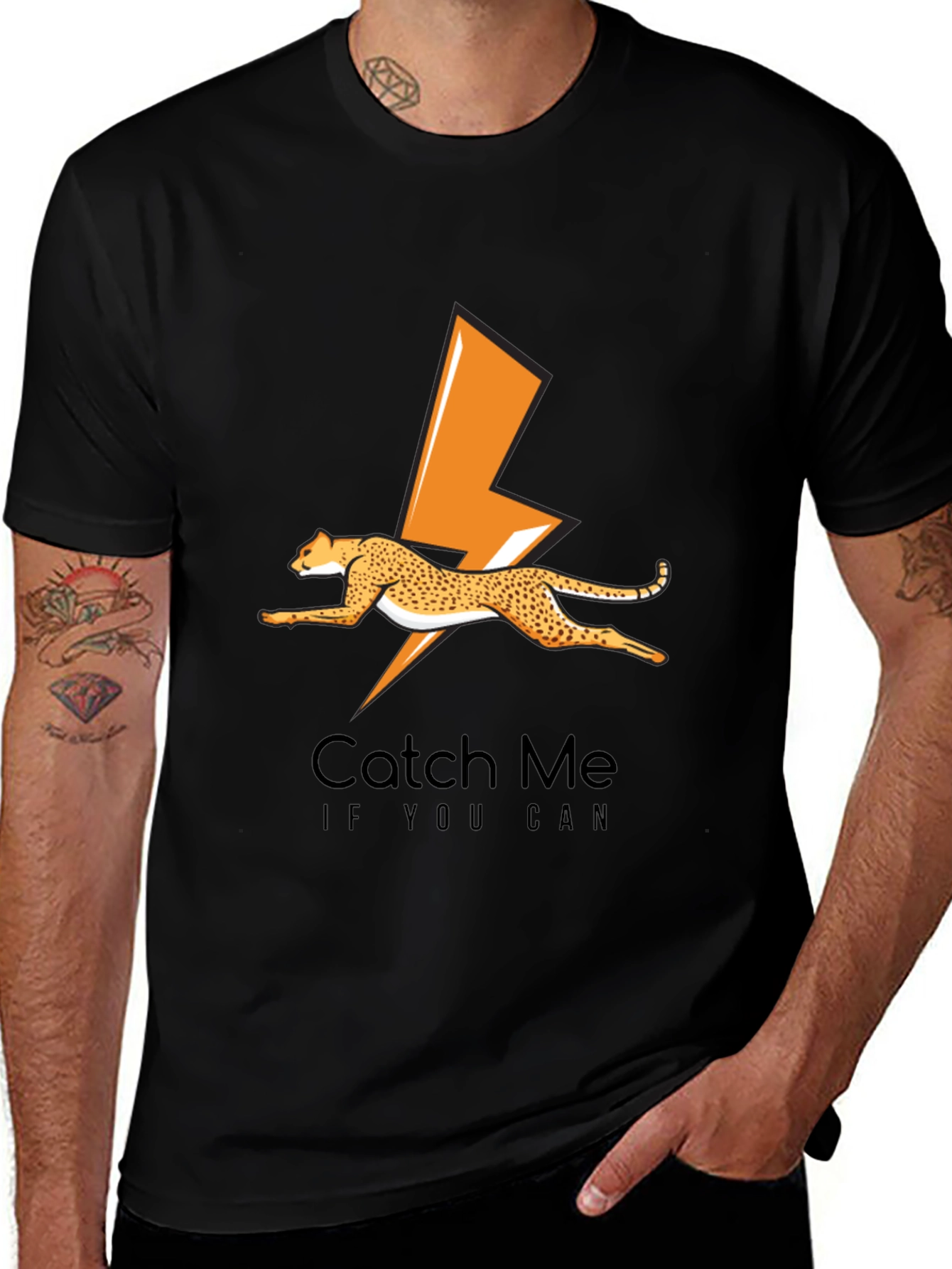 Cheetah Lightning Bolt Graphic Tee - Catch Me If You Can