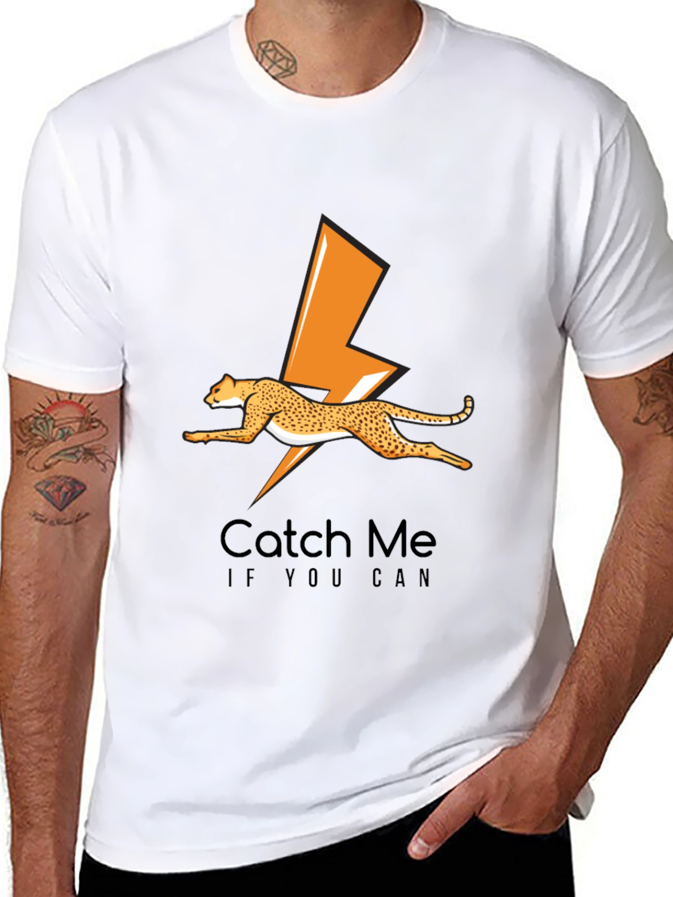 Cheetah Lightning Bolt Graphic Tee - Catch Me If You Can