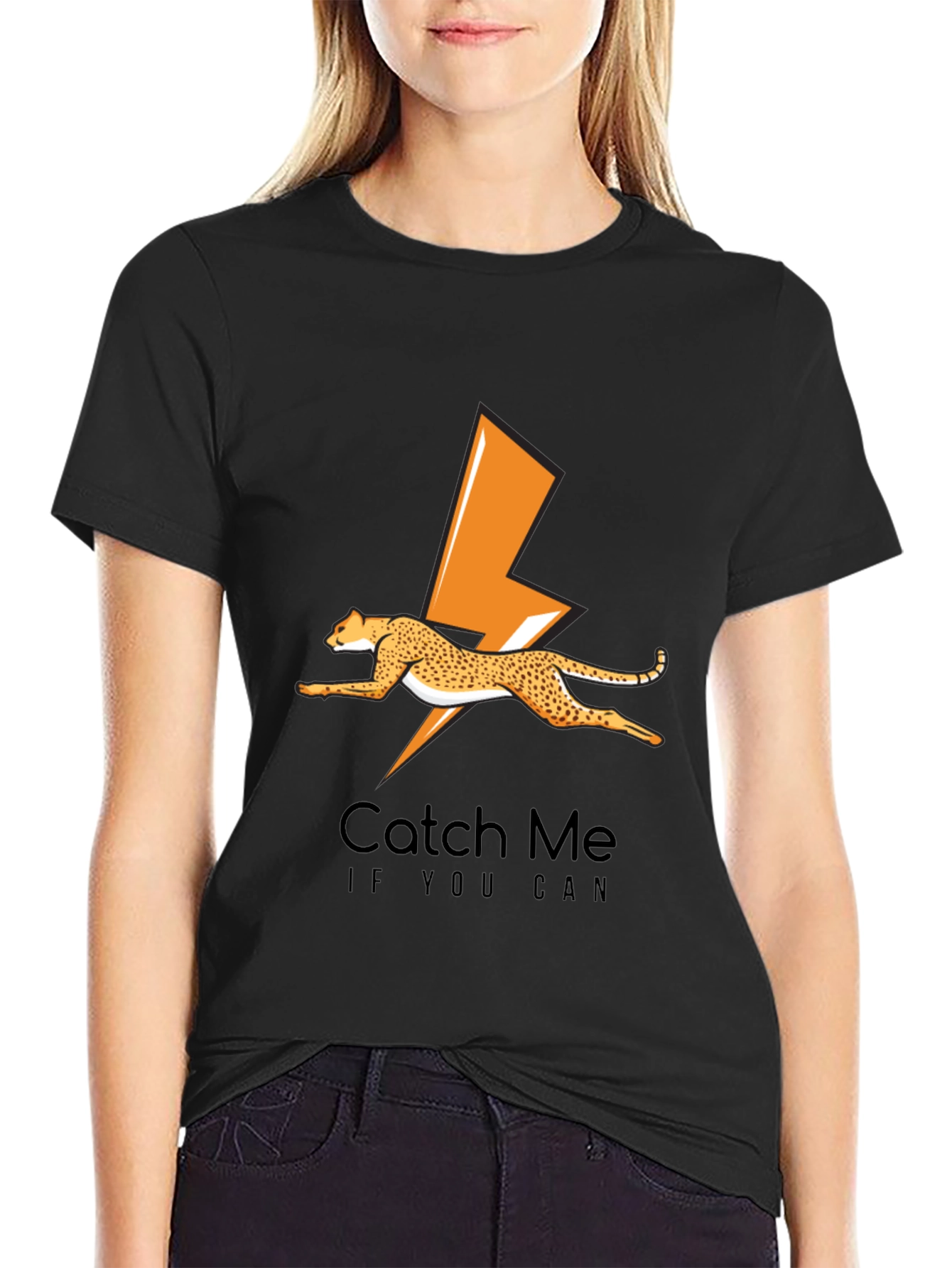 Cheetah Lightning Bolt Graphic Tee - Catch Me If You Can