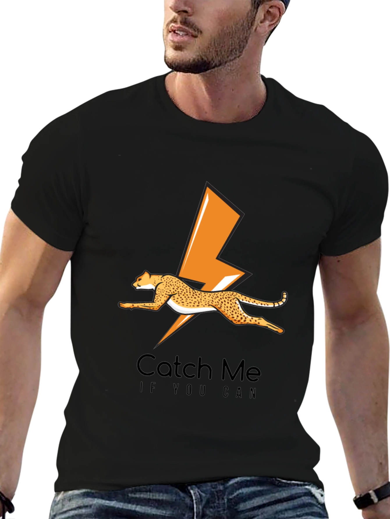 Cheetah Lightning Bolt Graphic Tee - Catch Me If You Can