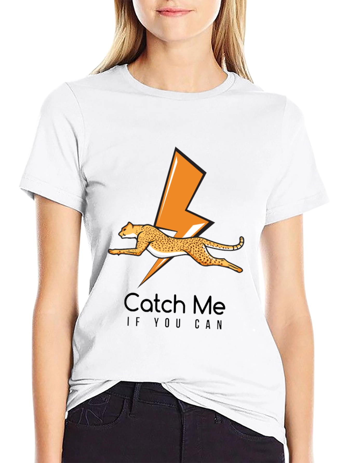 Cheetah Lightning Bolt Graphic Tee - Catch Me If You Can
