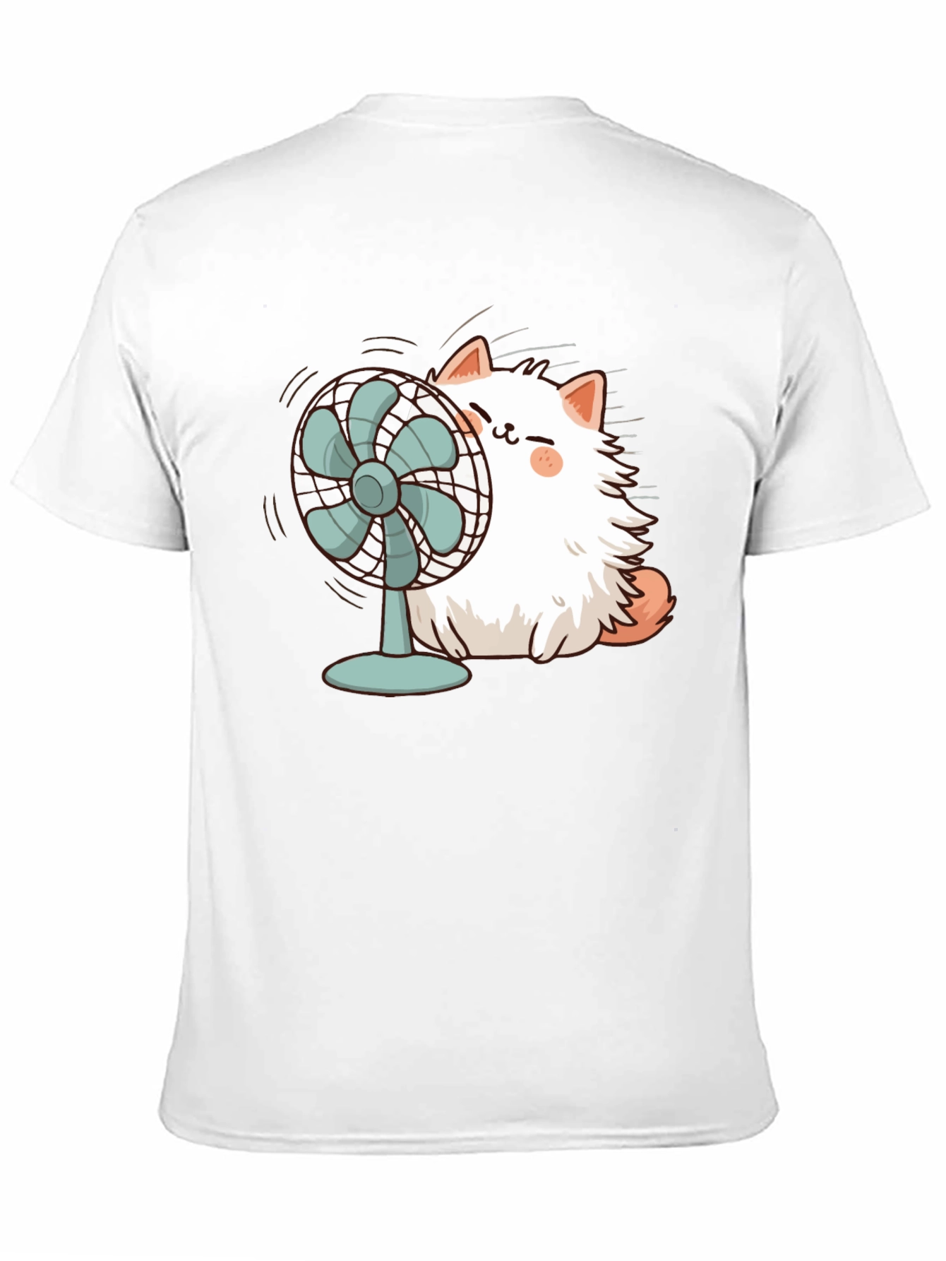 Cat & Fan Black T-Shirt - Cool Comfort Style