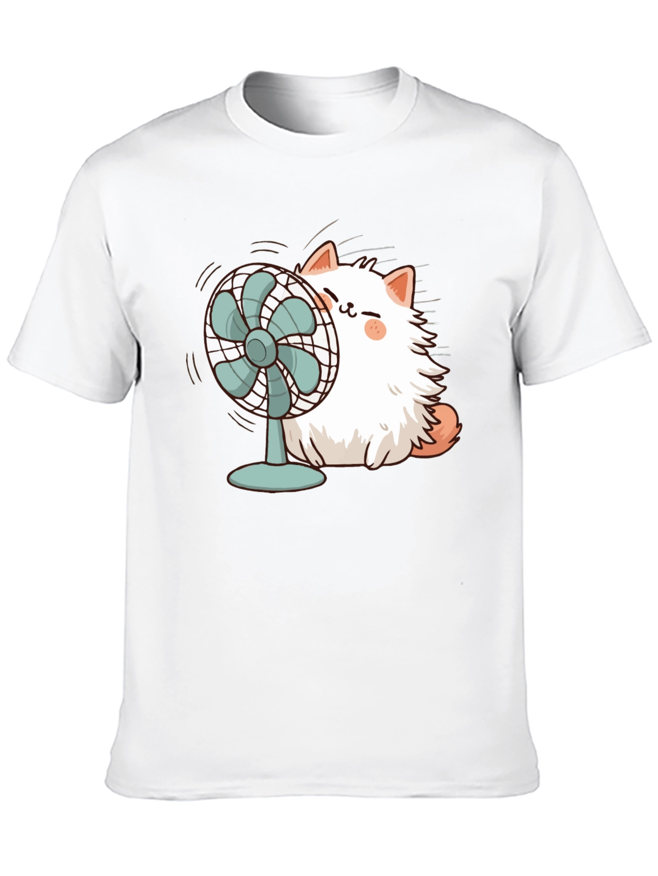 Cat & Fan Black T-Shirt - Cool Comfort Style
