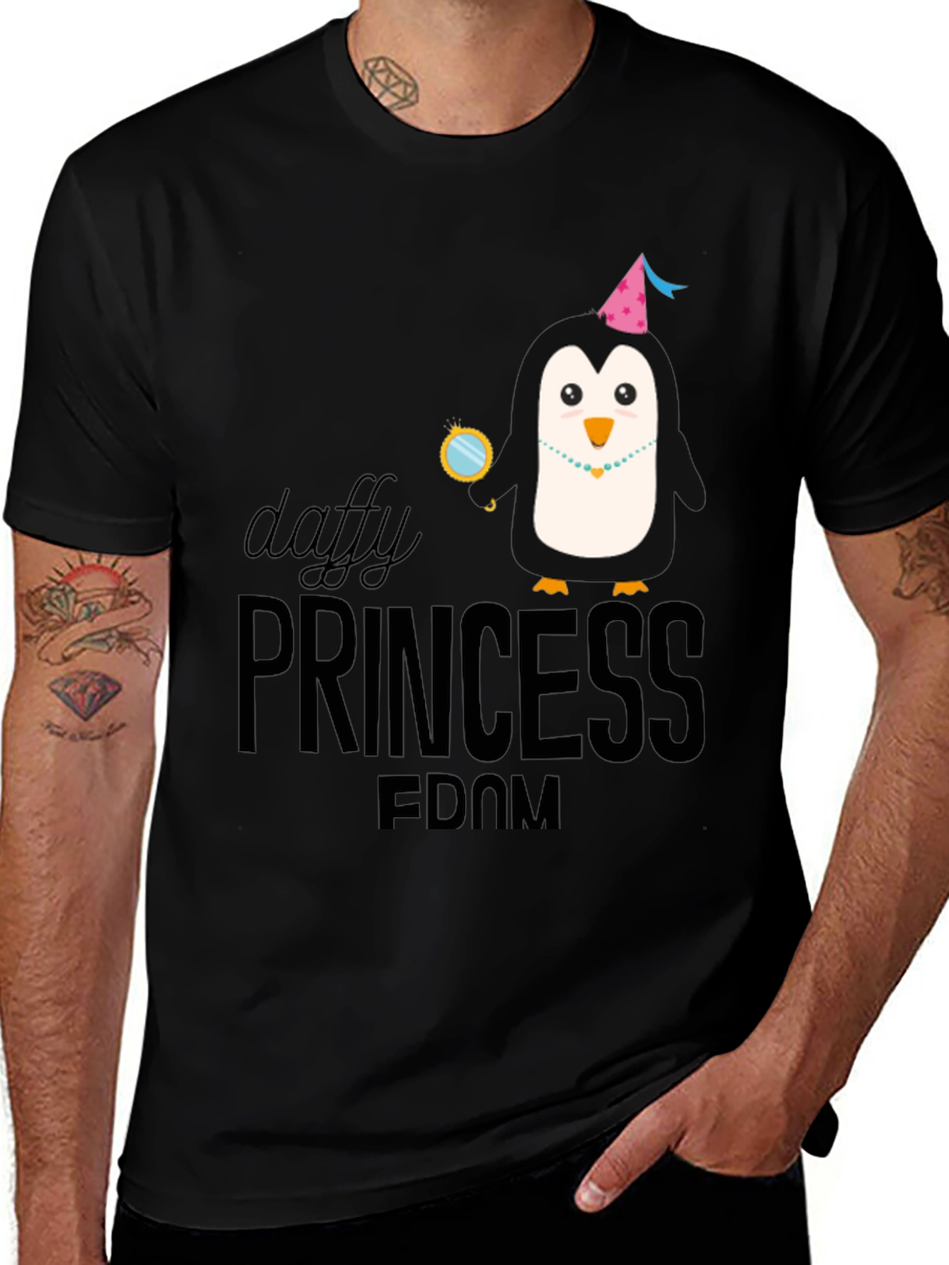 Daffy Princess-Dom T-Shirt - Black Penguin Design