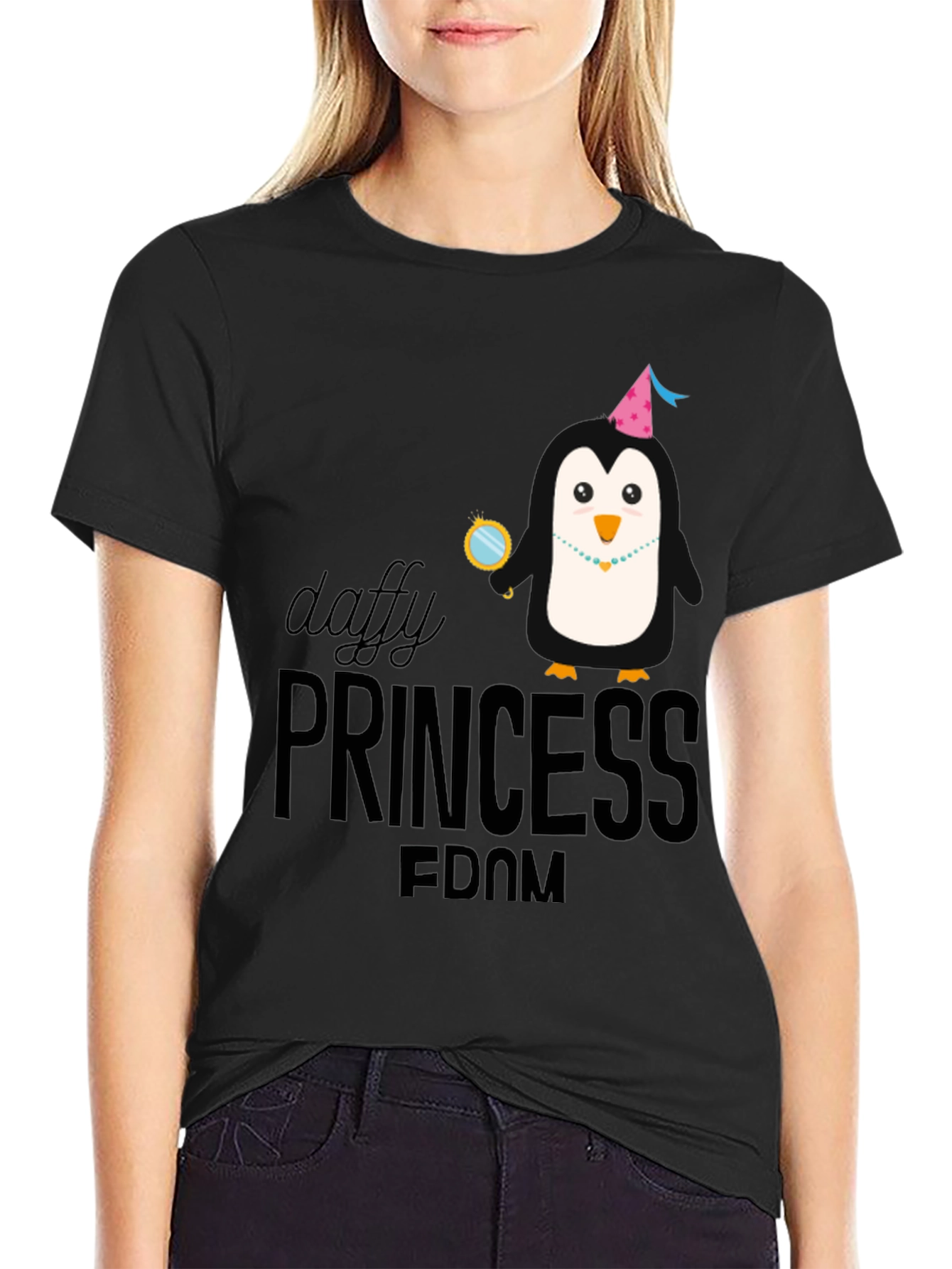 Daffy Princess-Dom T-Shirt - Black Penguin Design