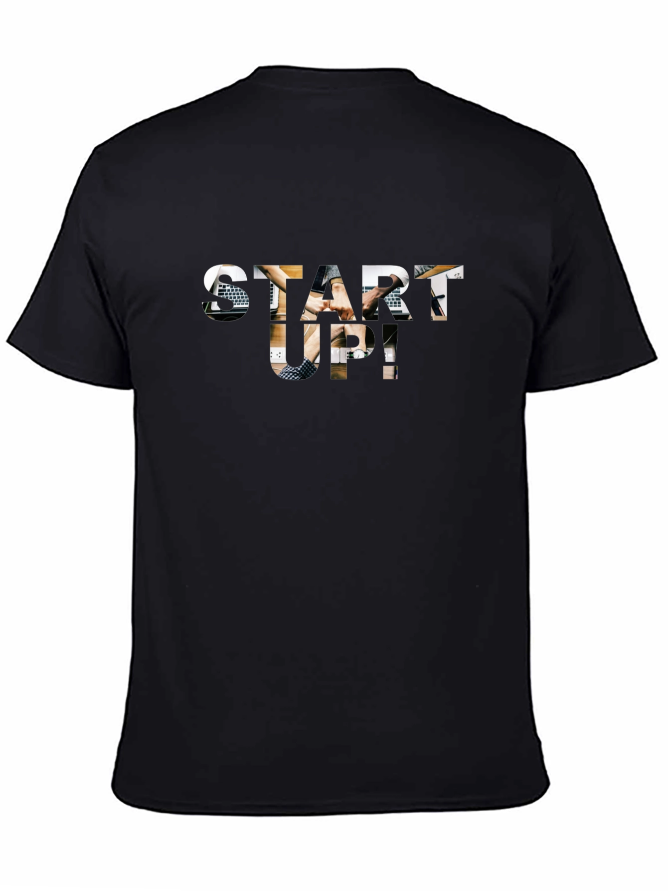 Start-Up Graphic Print Black Cotton T-Shirt