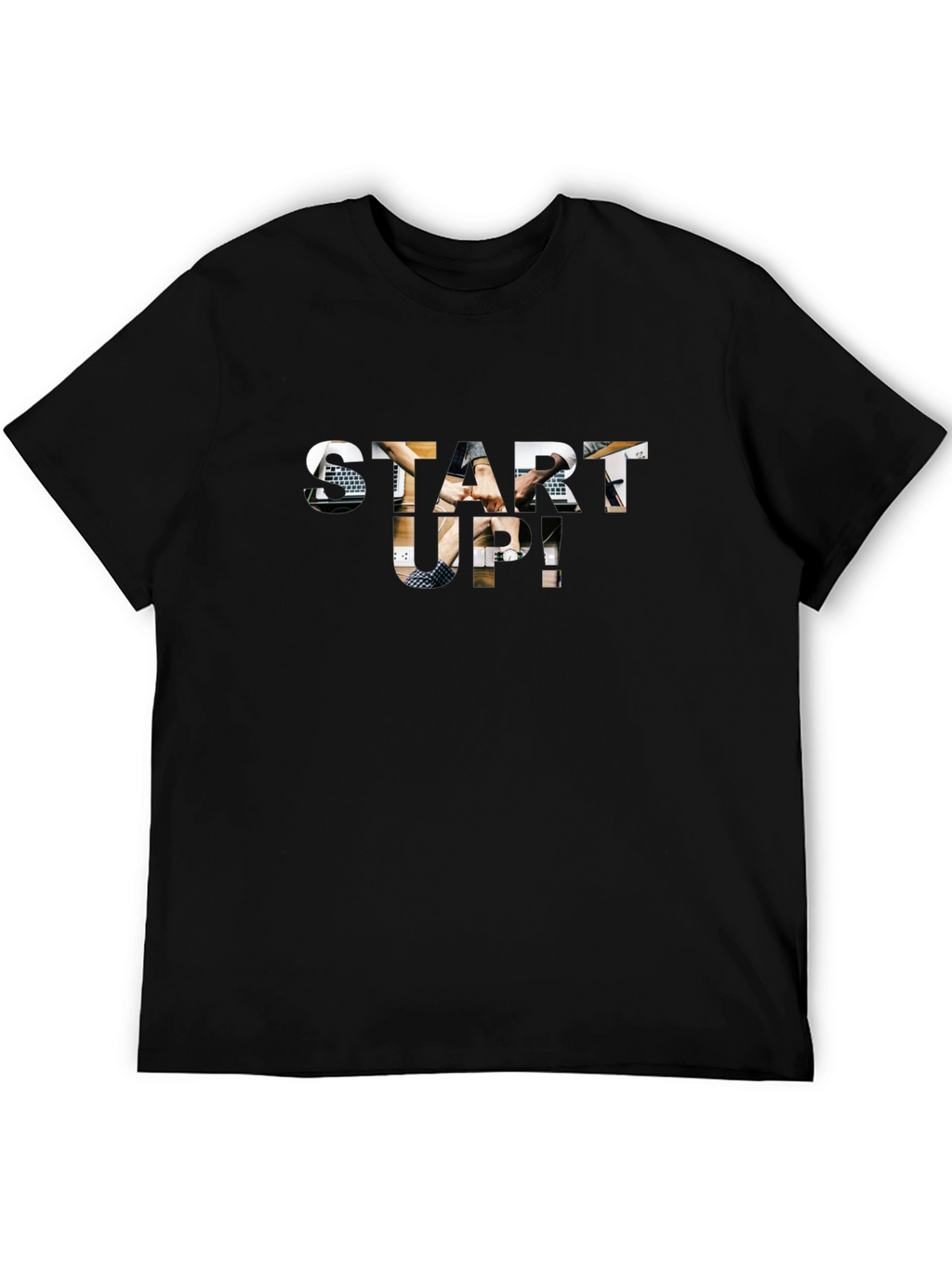 Start-Up Graphic Print Black Cotton T-Shirt