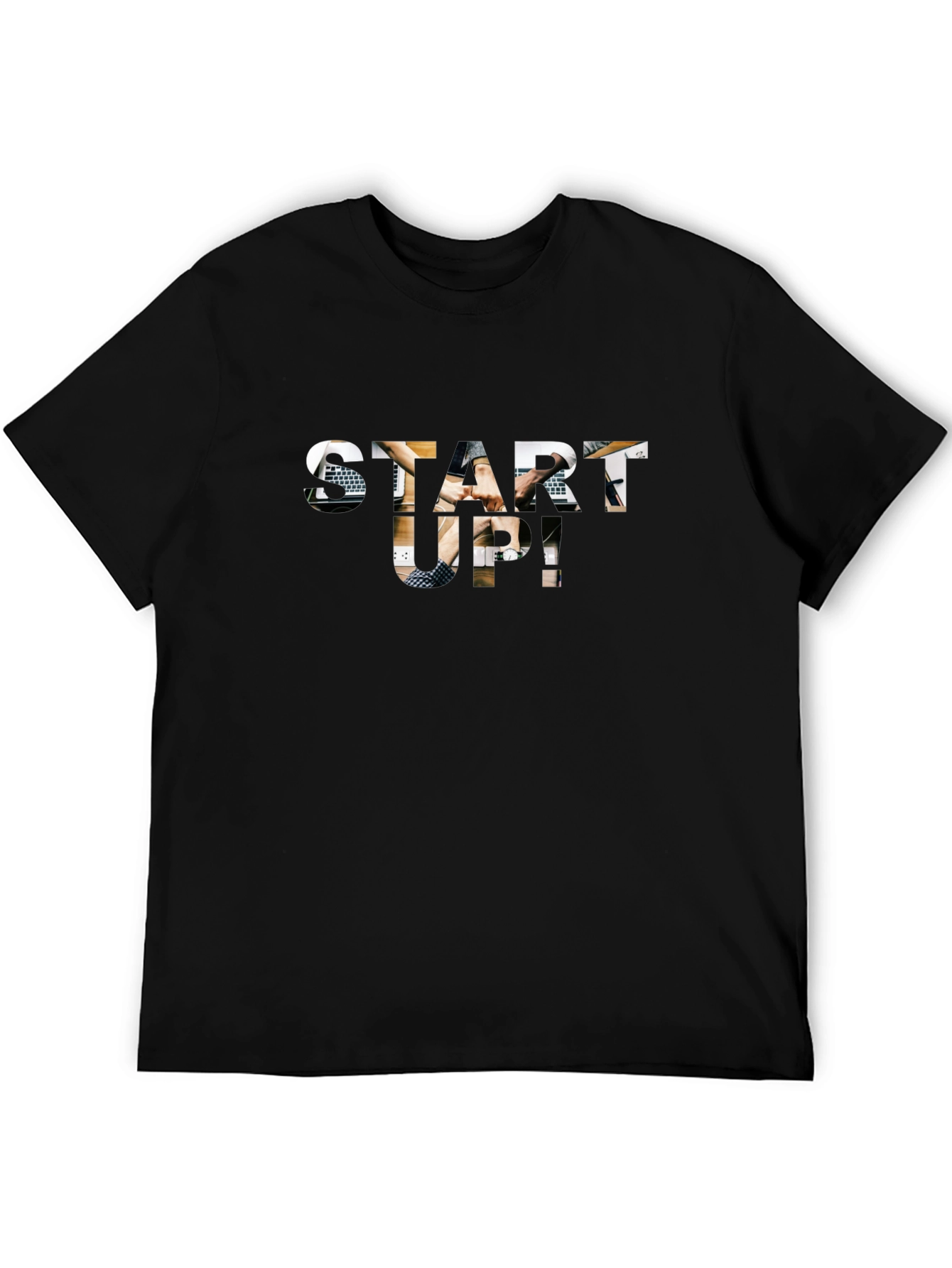 Start-Up Graphic Print Black Cotton T-Shirt