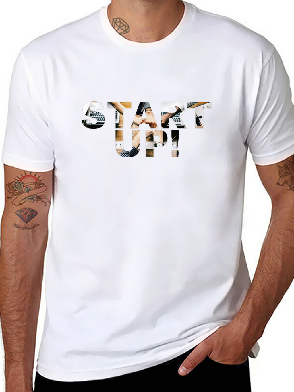 Start-Up Graphic Print Black Cotton T-Shirt
