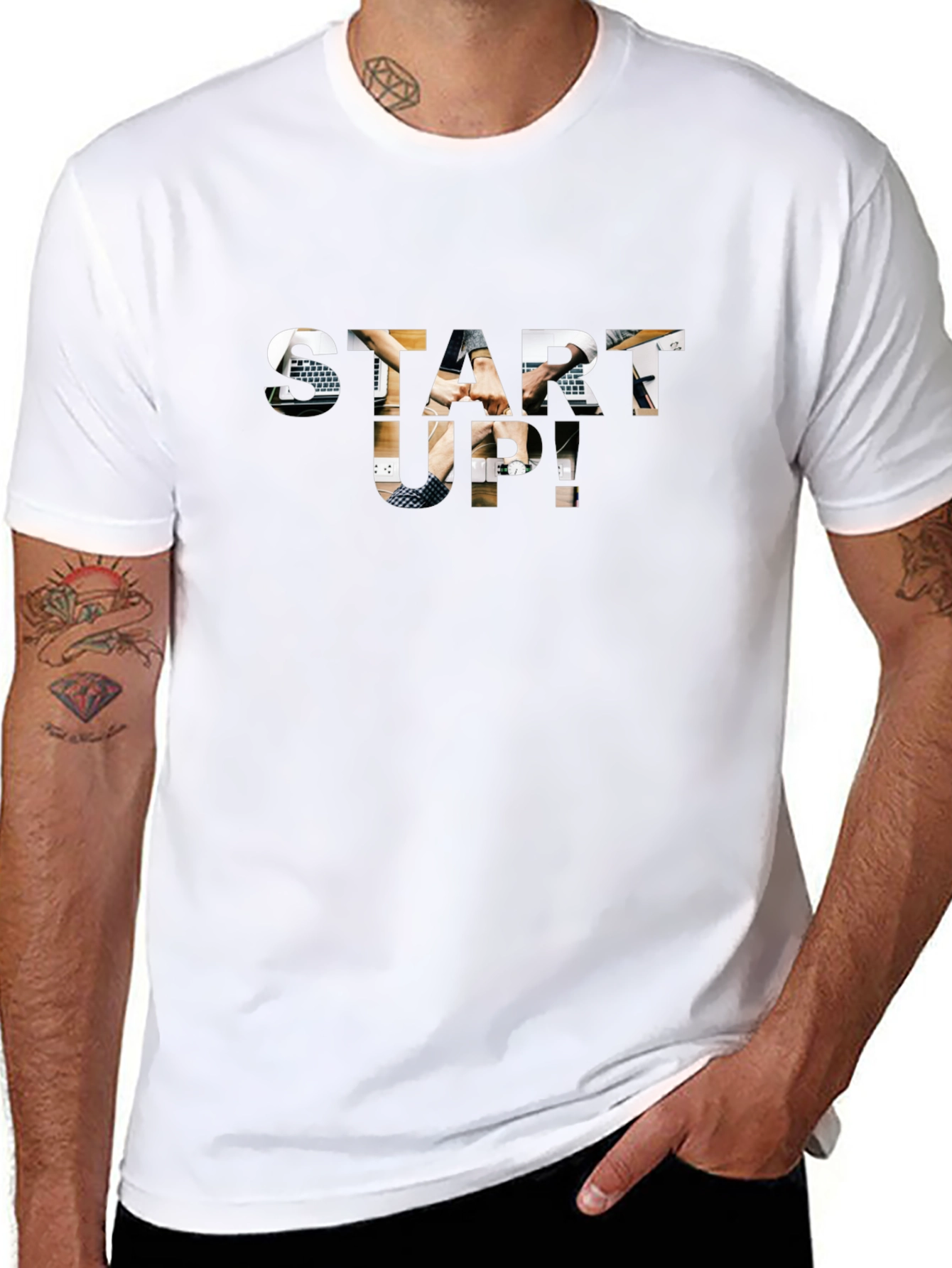 Start-Up Graphic Print Black Cotton T-Shirt