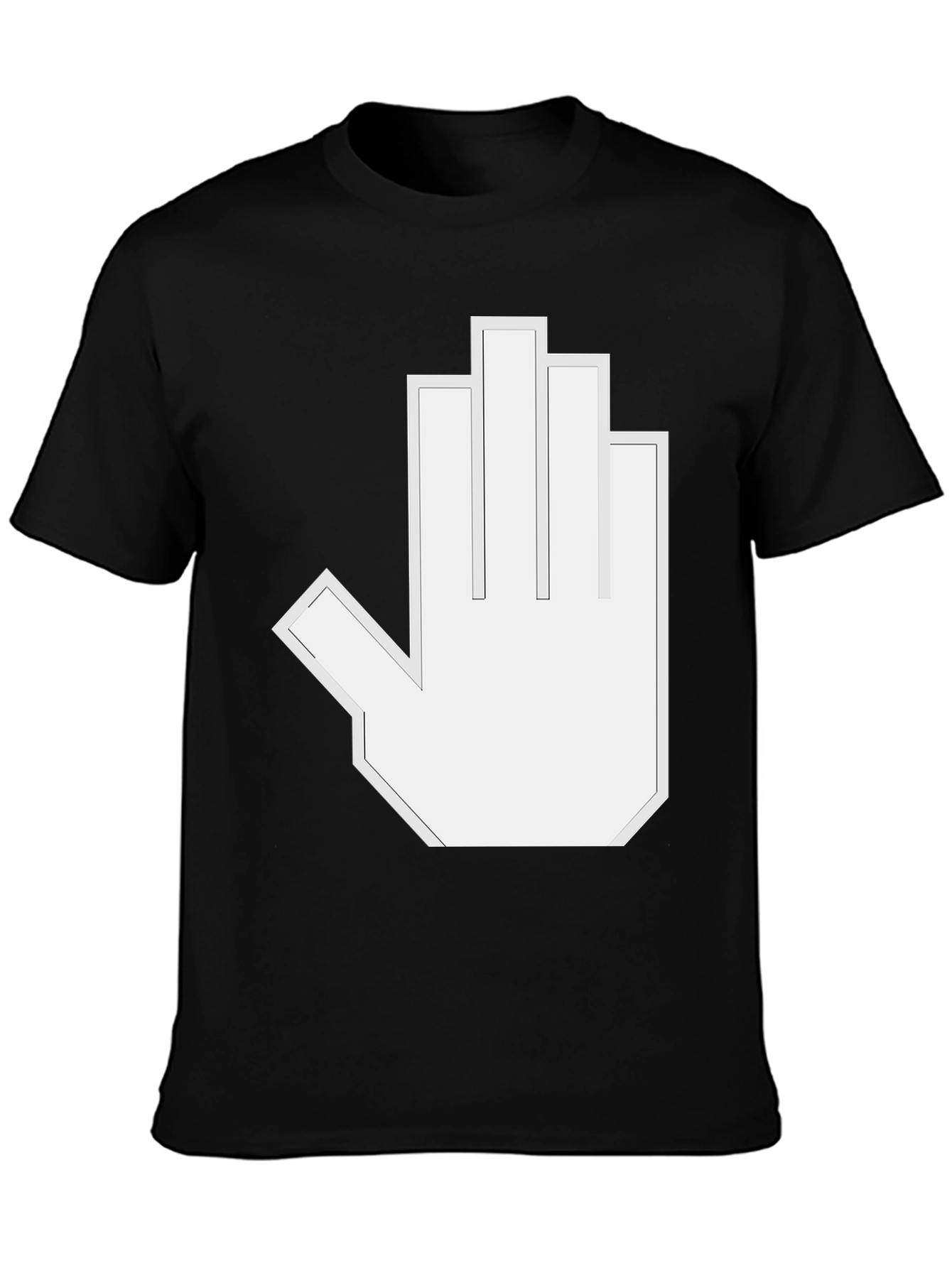 Pixelated Hand Gesture Graphic Tee - Black