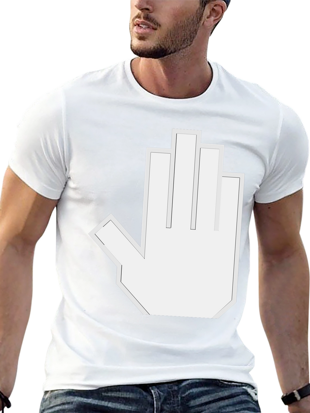Pixelated Hand Gesture Graphic Tee - Black