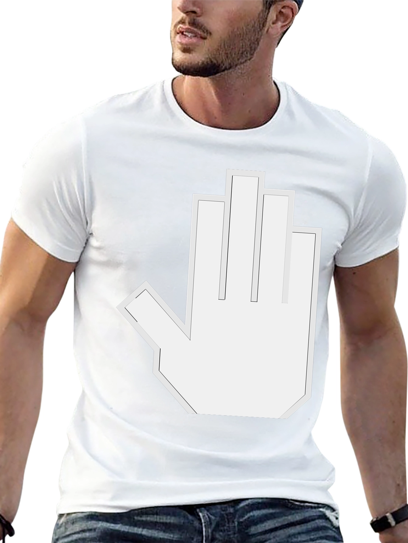 Pixelated Hand Gesture Graphic Tee - Black
