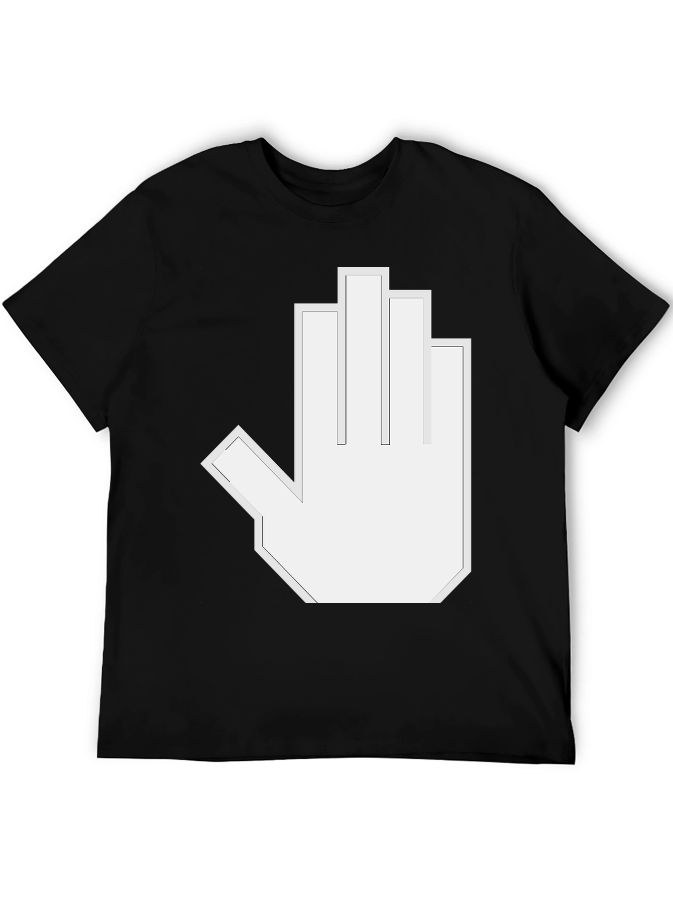Pixelated Hand Gesture Graphic Tee - Black