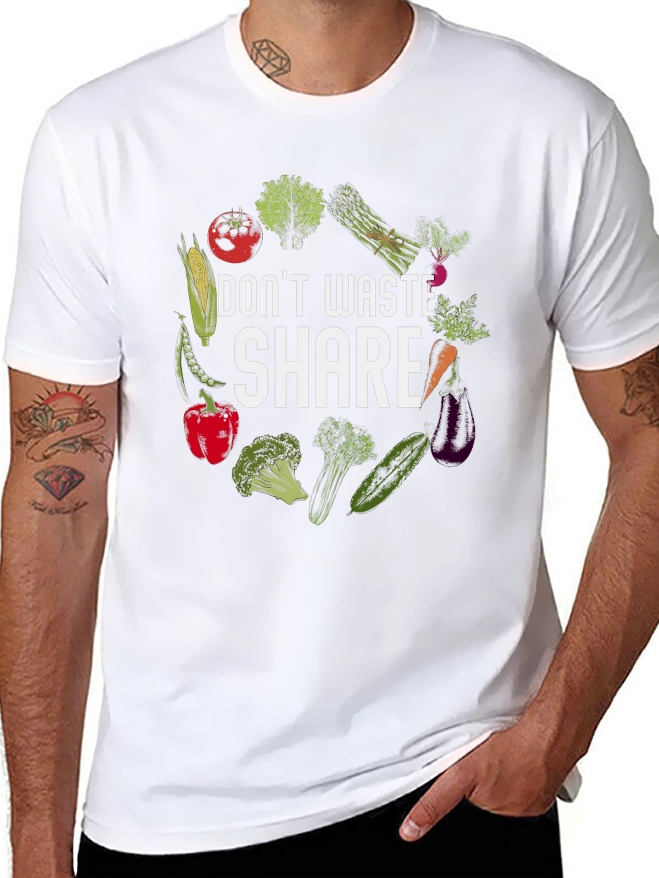 Dont Waste Share T-Shirt Vegetarian Design