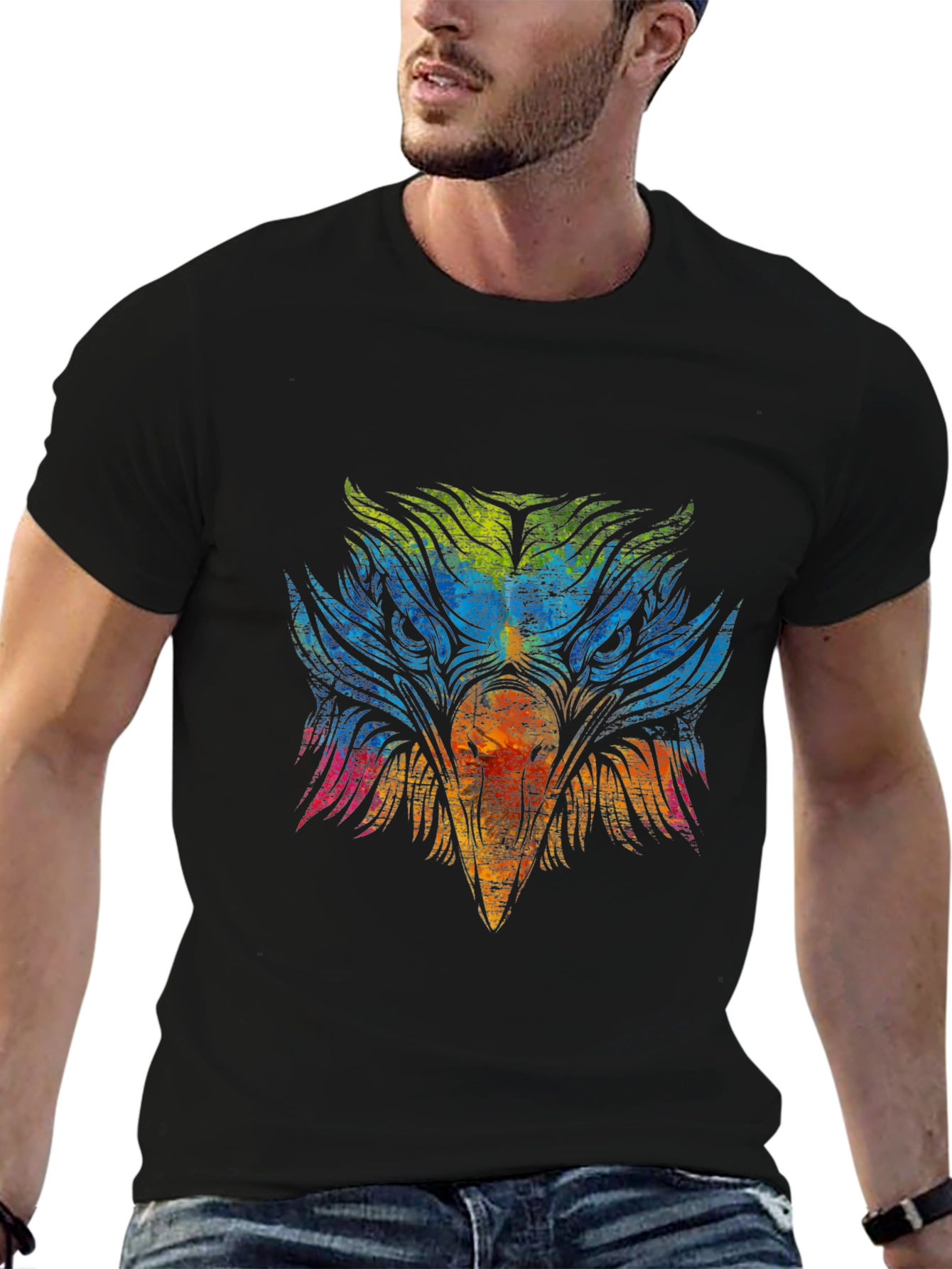 Colorful Eagle Graphic T-Shirt
