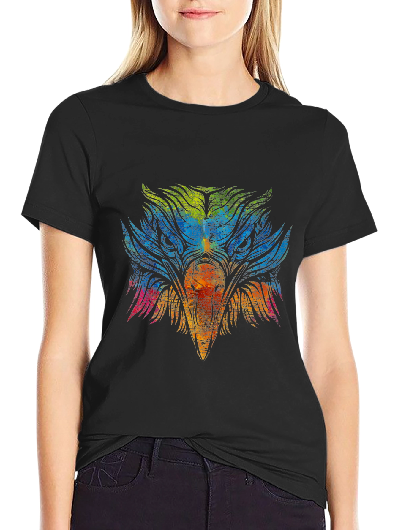 Colorful Eagle Graphic T-Shirt