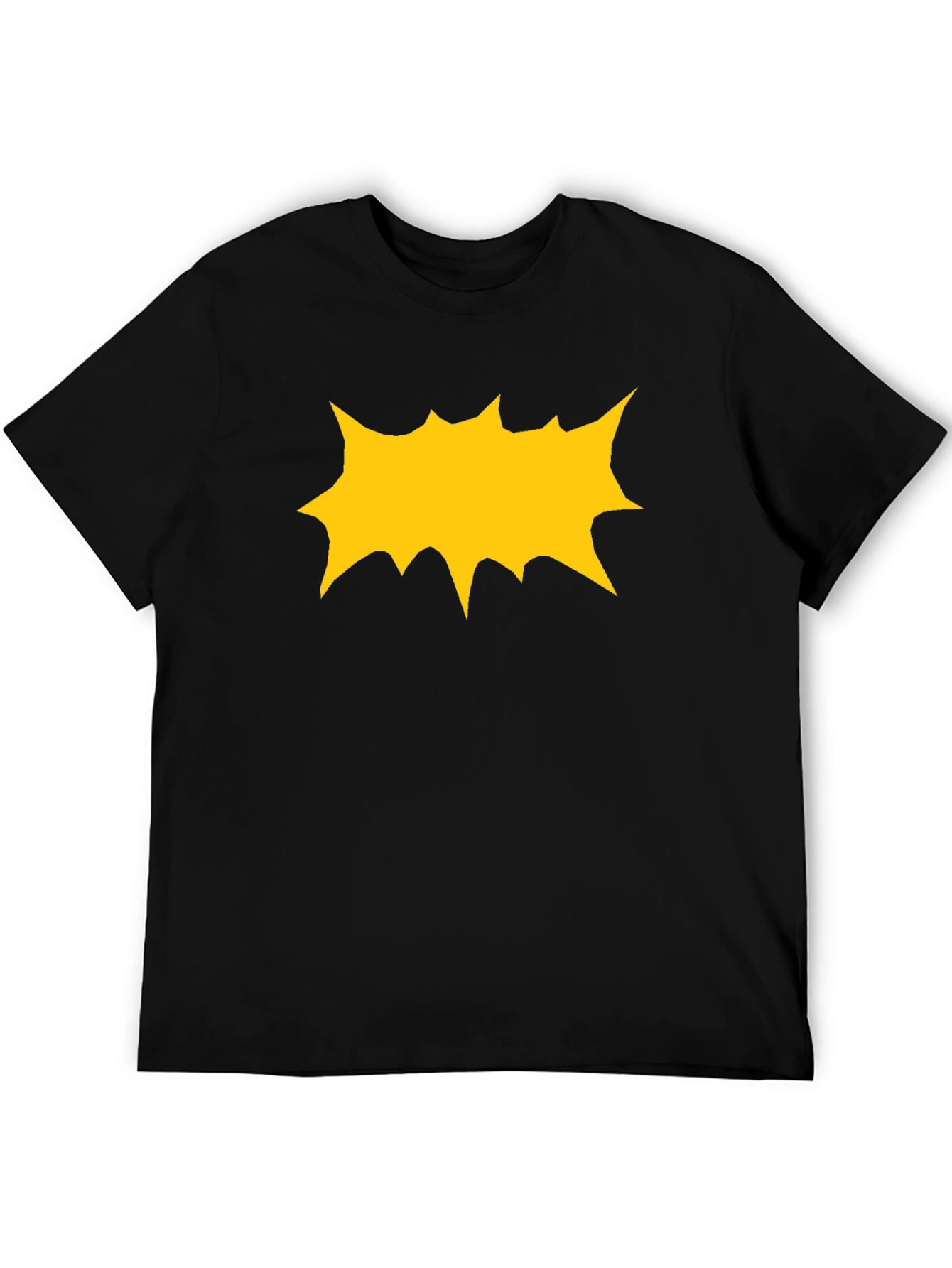 Black T-Shirt with Yellow Comic Explosion Graphic
