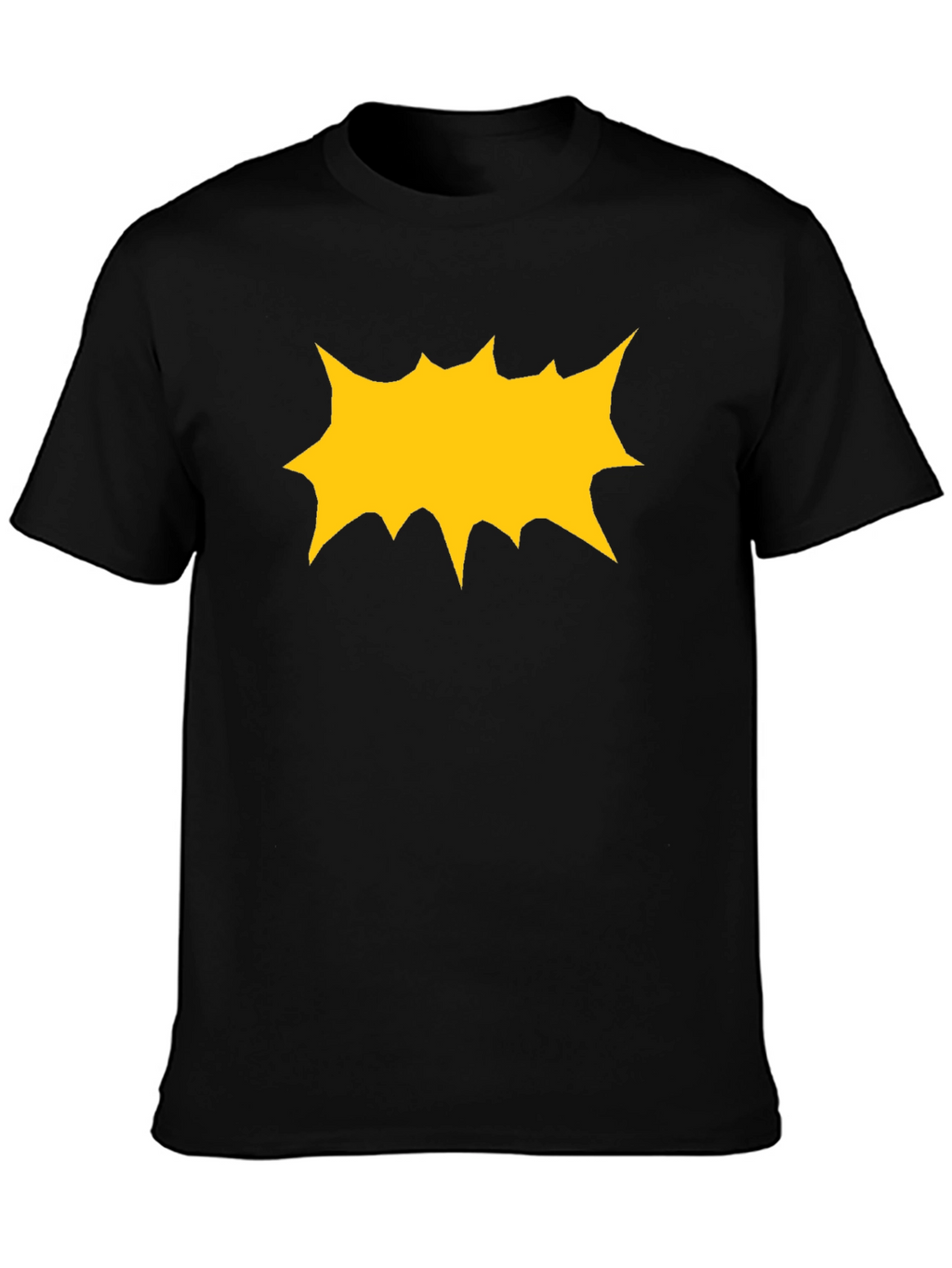 Black T-Shirt with Yellow Comic Explosion Graphic