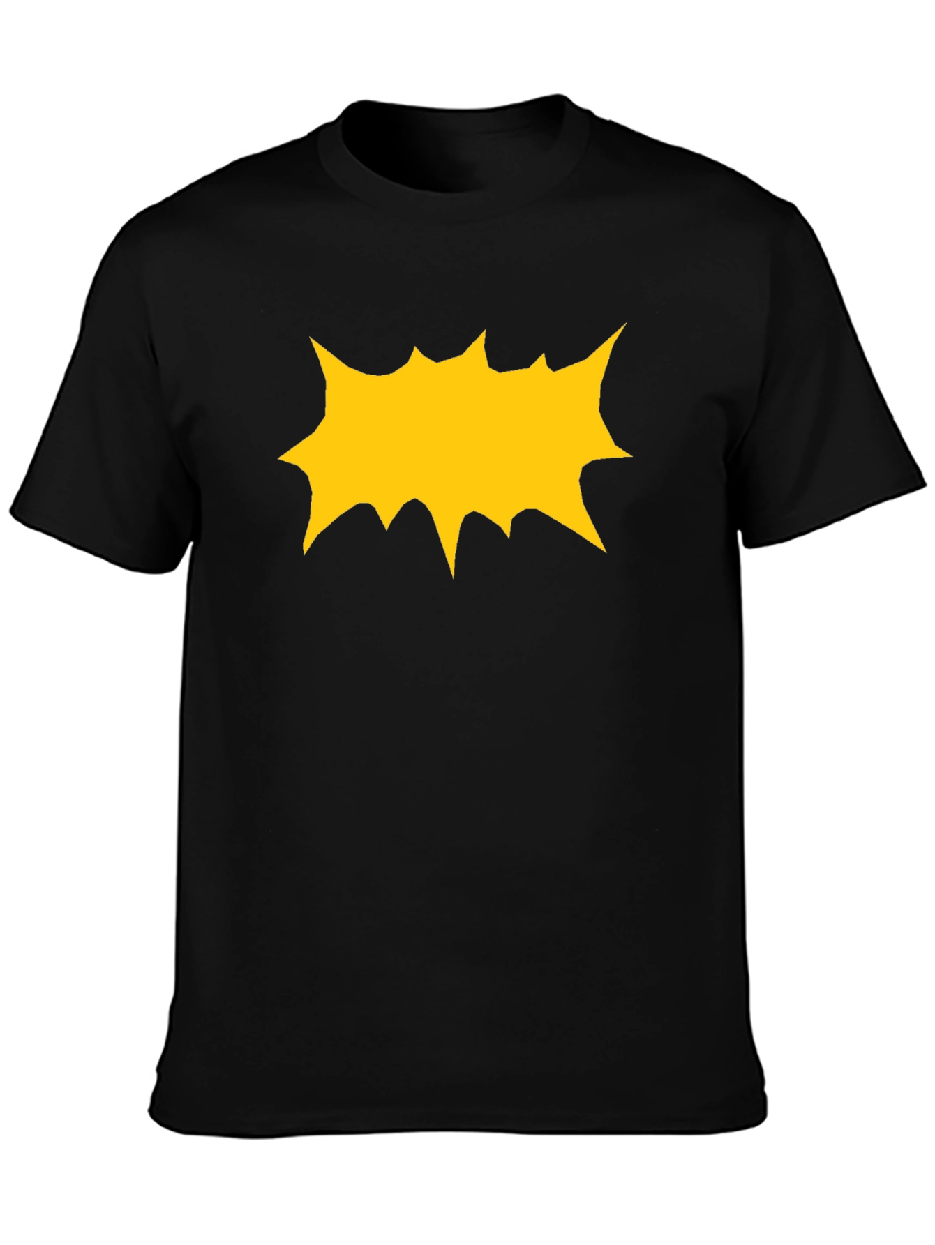 Black T-Shirt with Yellow Comic Explosion Graphic