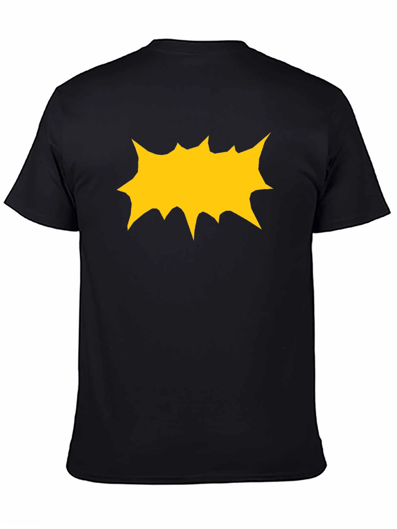 Black T-Shirt with Yellow Comic Explosion Graphic