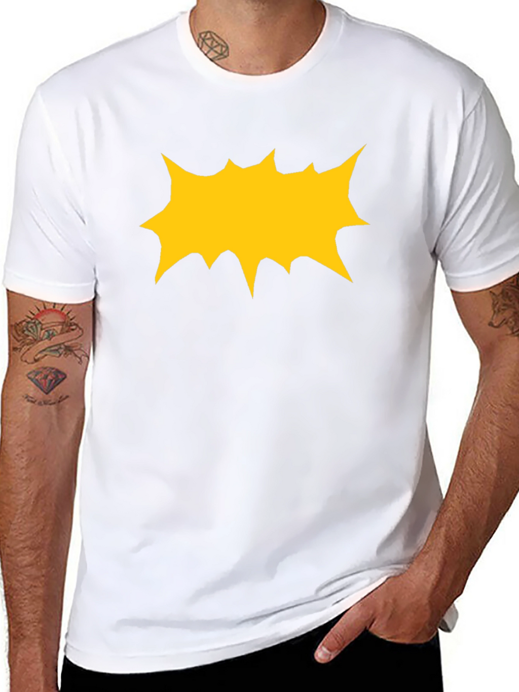 Black T-Shirt with Yellow Comic Explosion Graphic