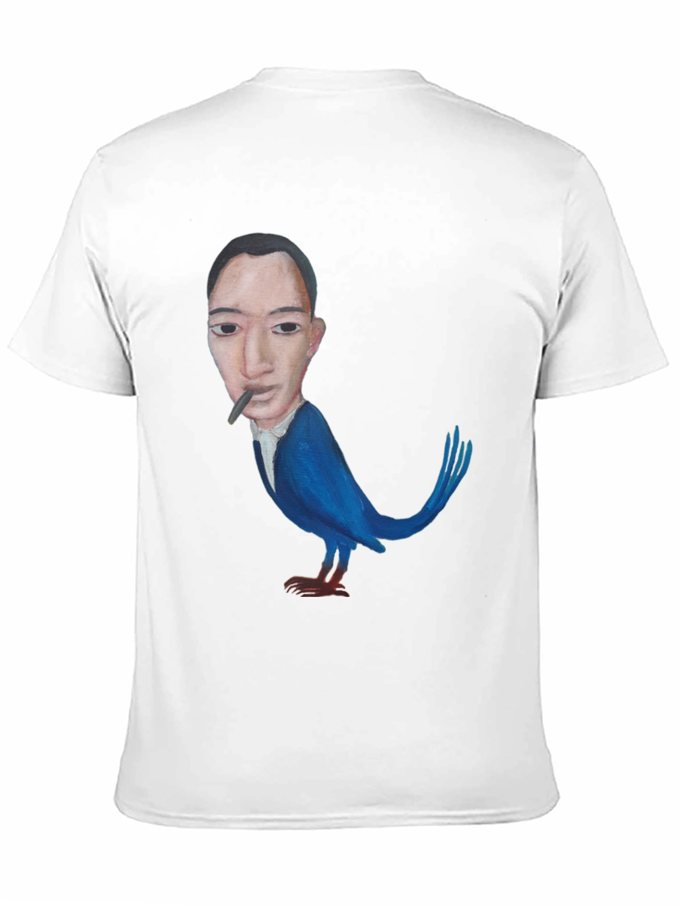 Surreal Man-Bird Graphic Tee - Black