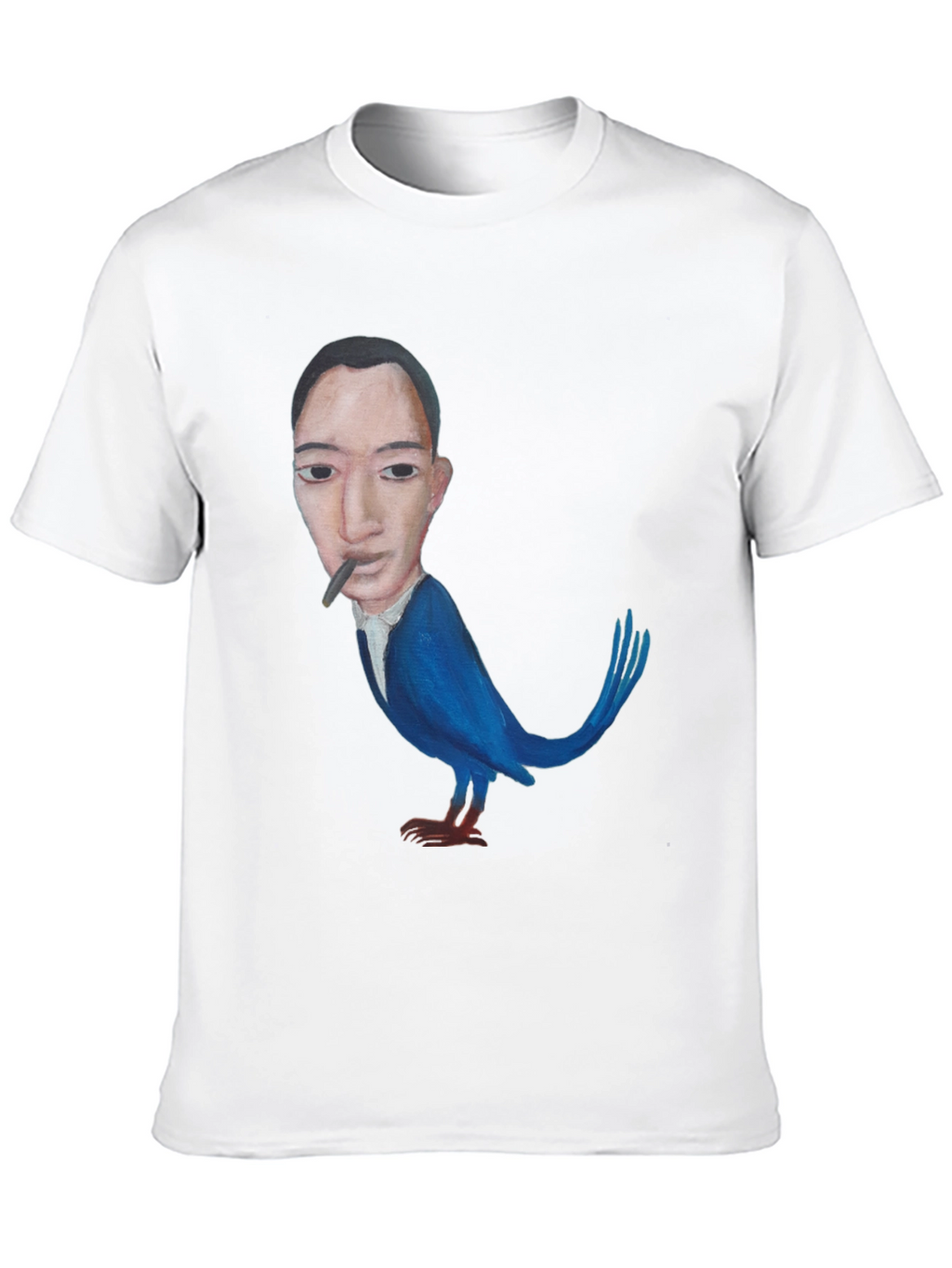 Surreal Man-Bird Graphic Tee - Black