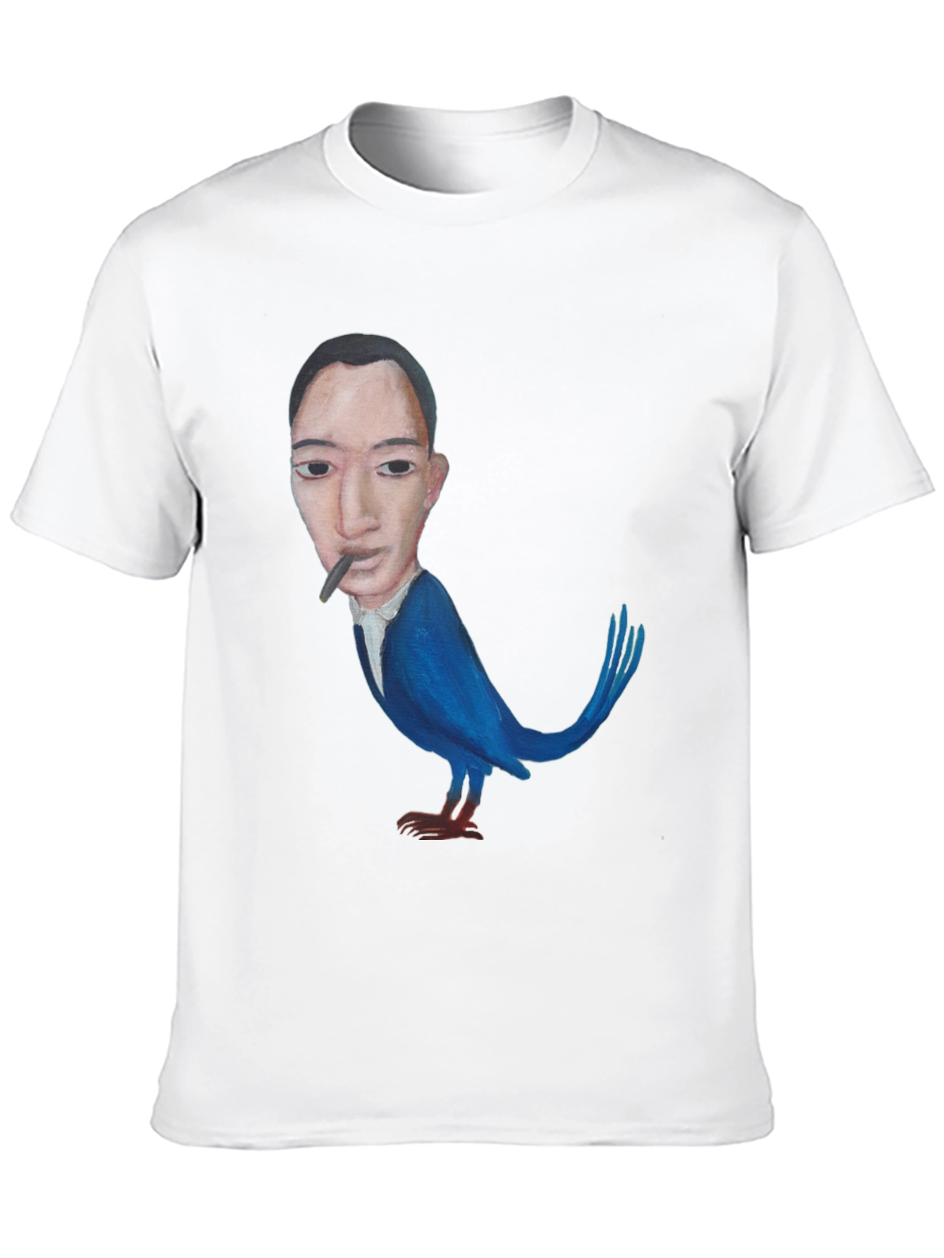 Surreal Man-Bird Graphic Tee - Black