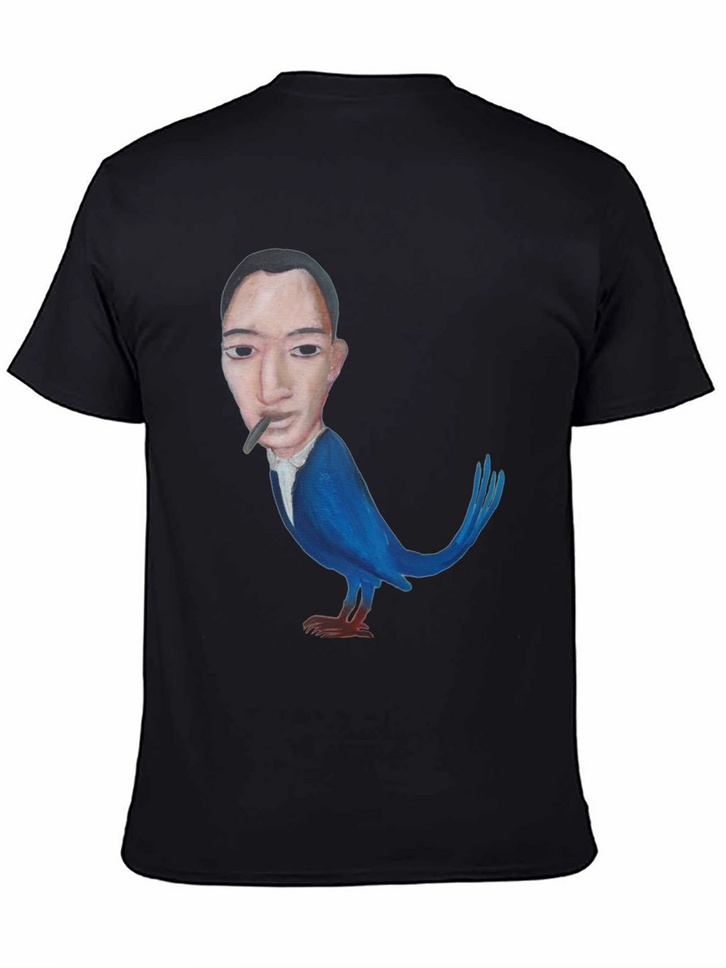Surreal Man-Bird Graphic Tee - Black