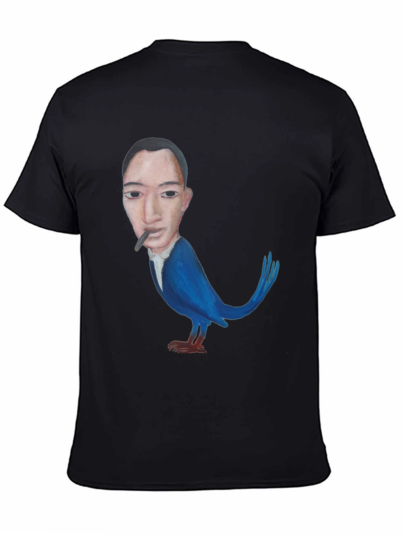 Surreal Man-Bird Graphic Tee - Black