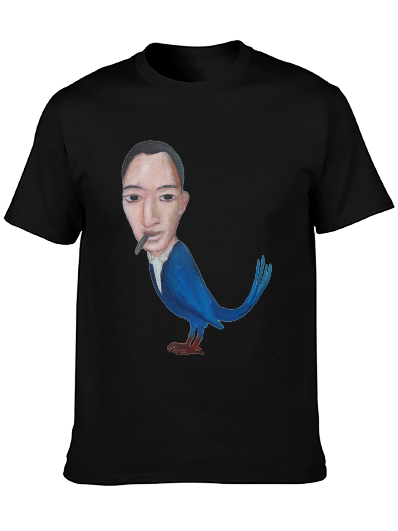 Surreal Man-Bird Graphic Tee - Black