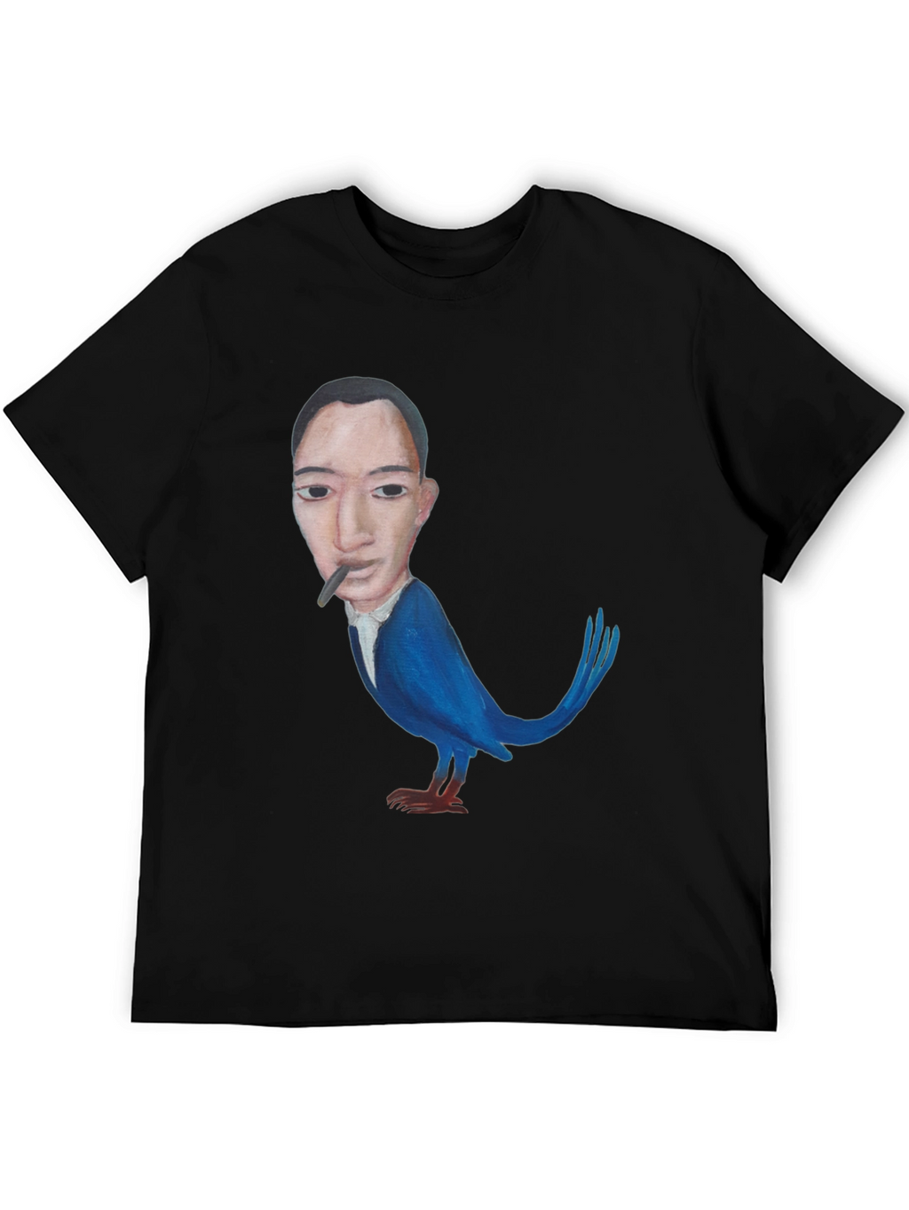 Surreal Man-Bird Graphic Tee - Black