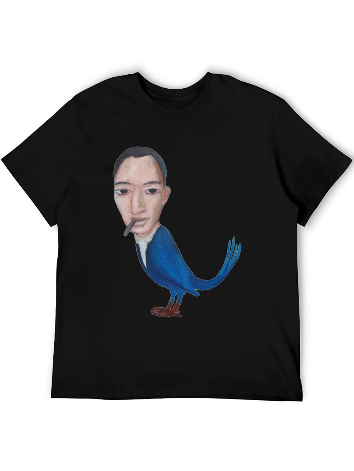 Surreal Man-Bird Graphic Tee - Black