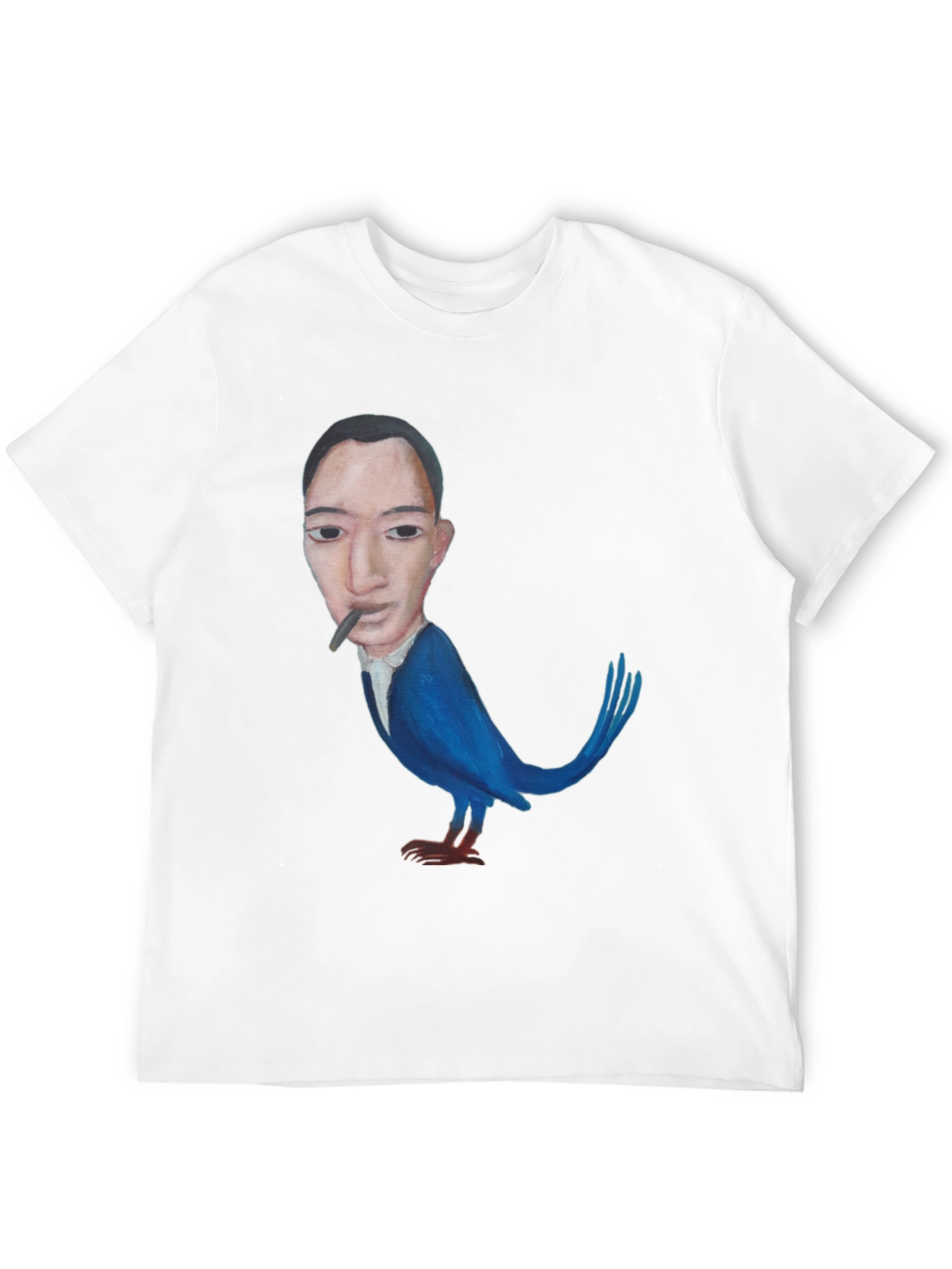 Surreal Man-Bird Graphic Tee - Black