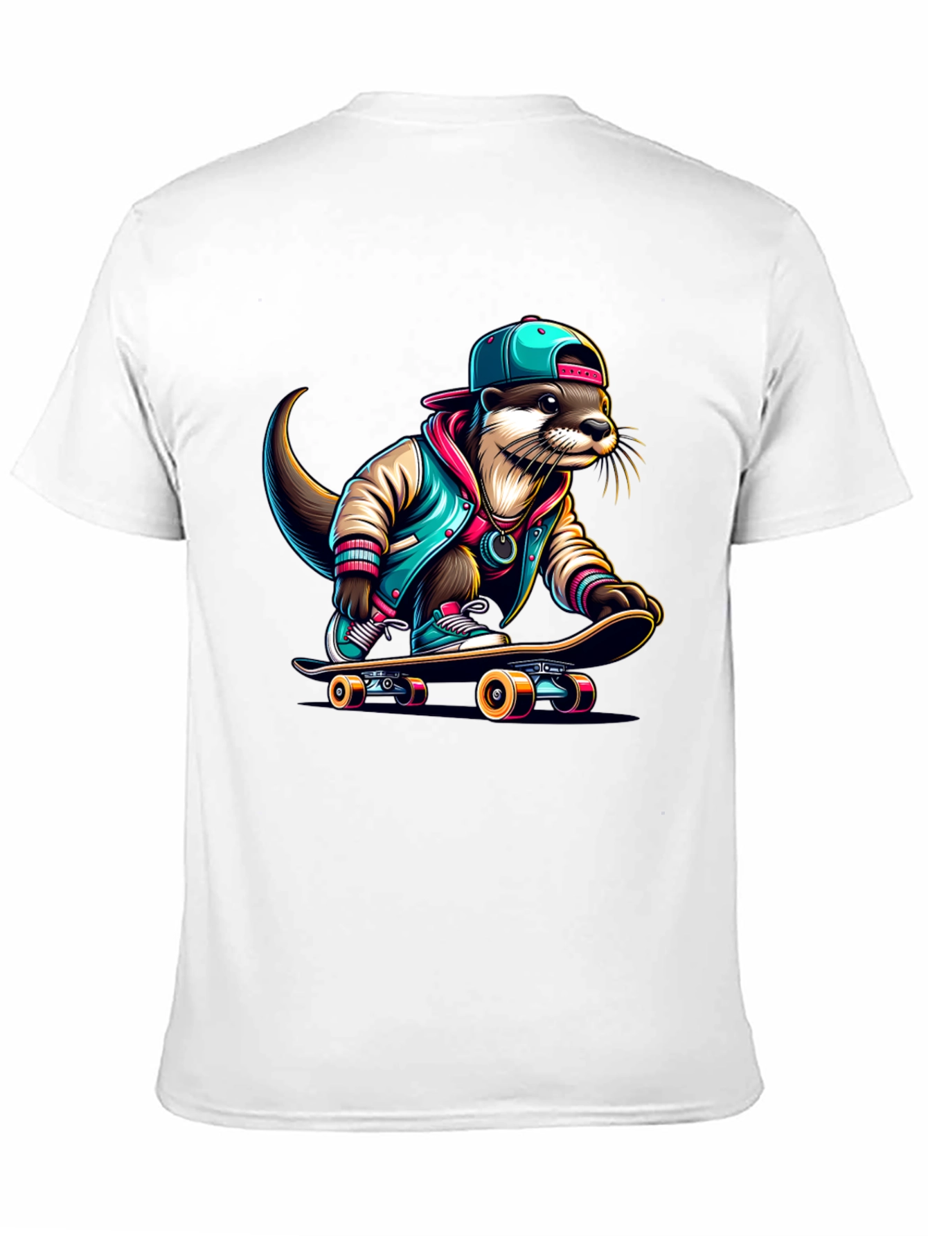 Cool Otter Skateboarder Graphic Tee