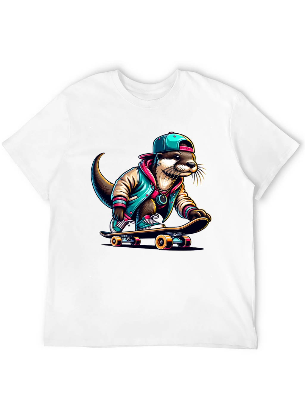 Cool Otter Skateboarder Graphic Tee