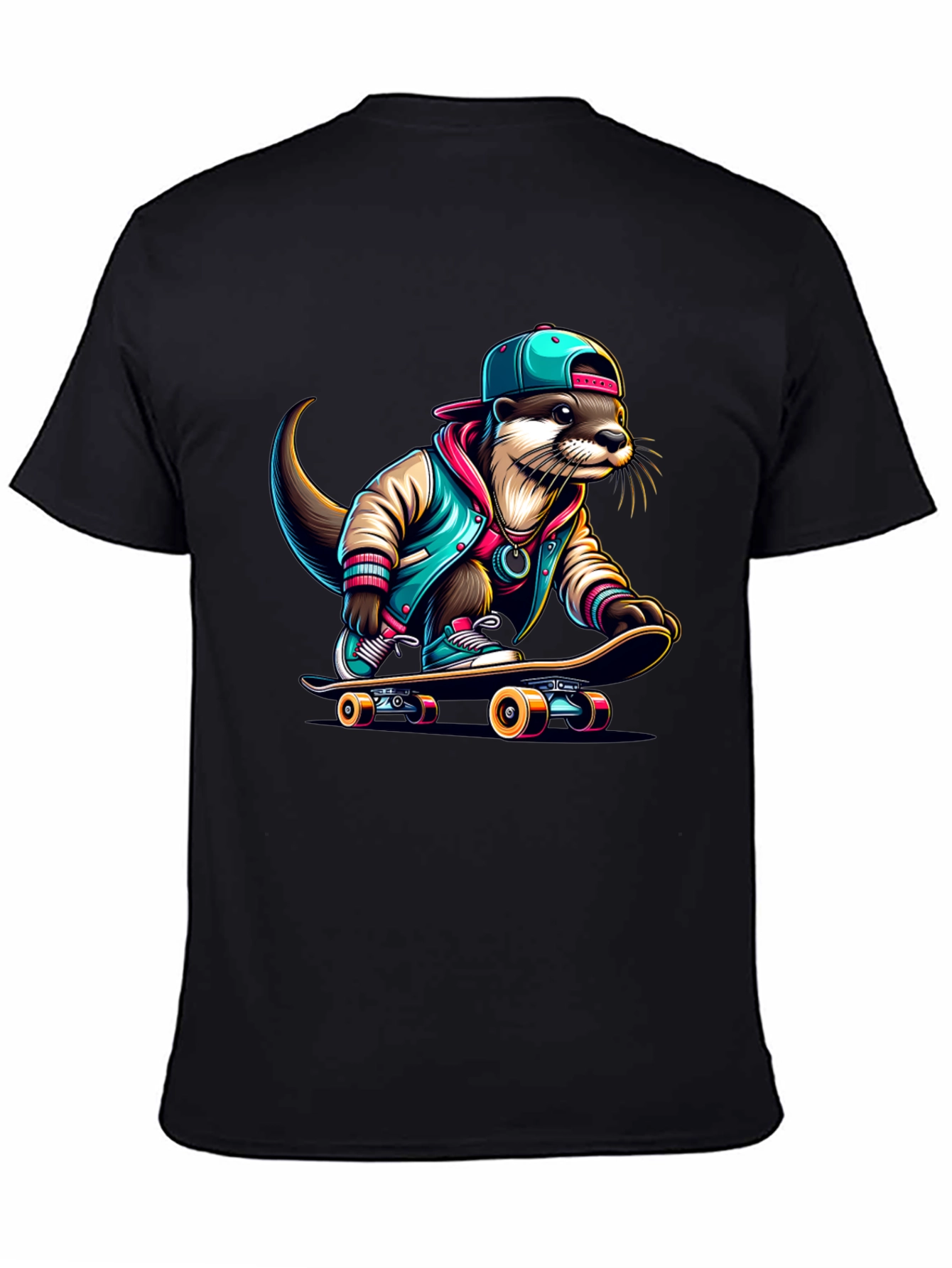 Cool Otter Skateboarder Graphic Tee