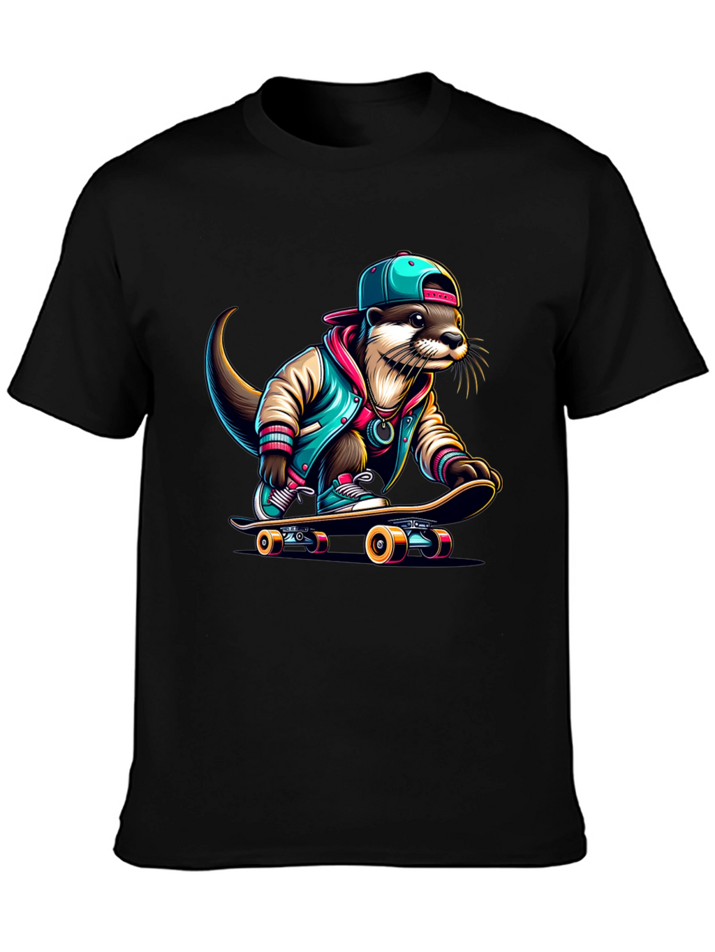 Cool Otter Skateboarder Graphic Tee