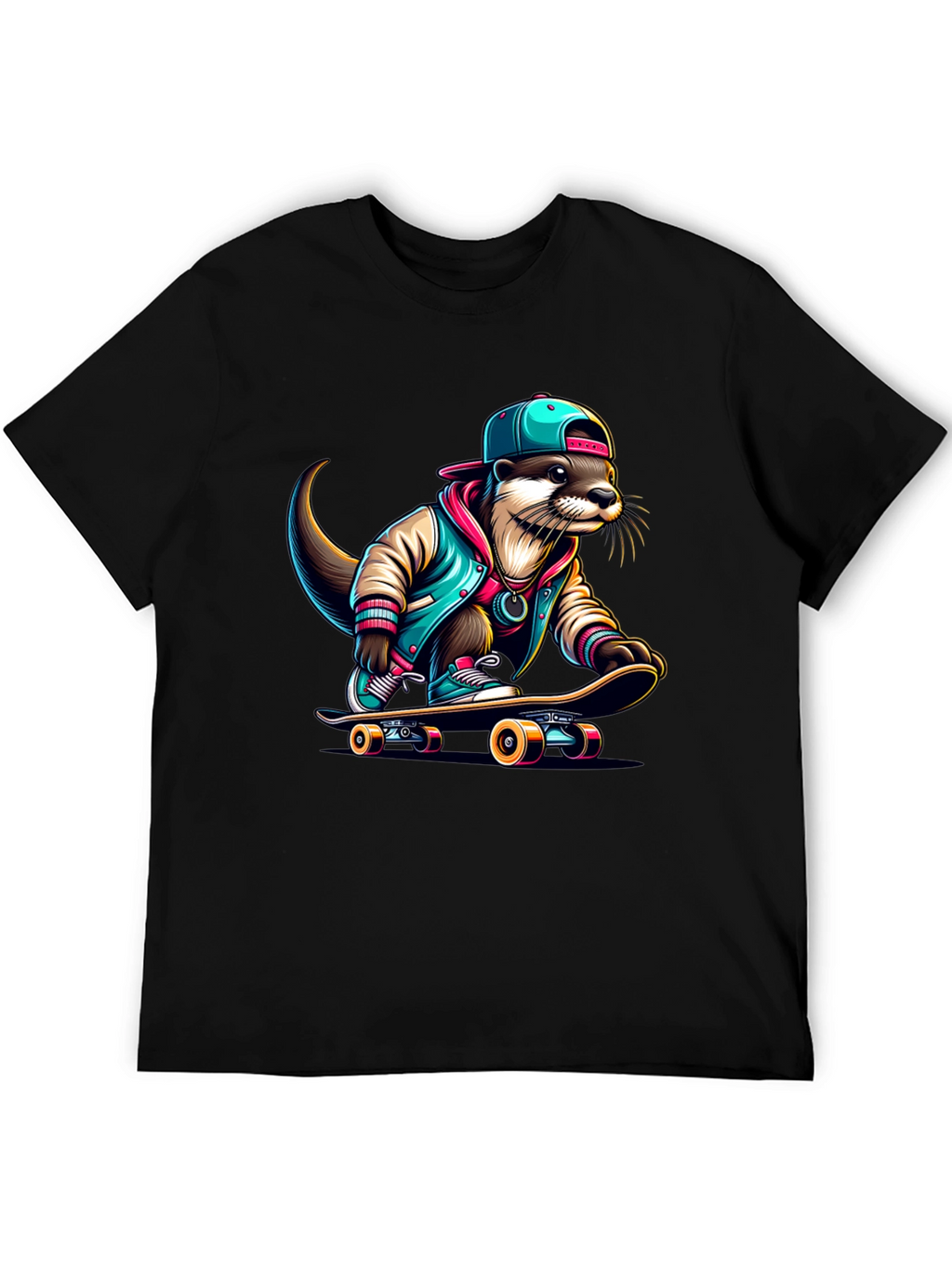 Cool Otter Skateboarder Graphic Tee